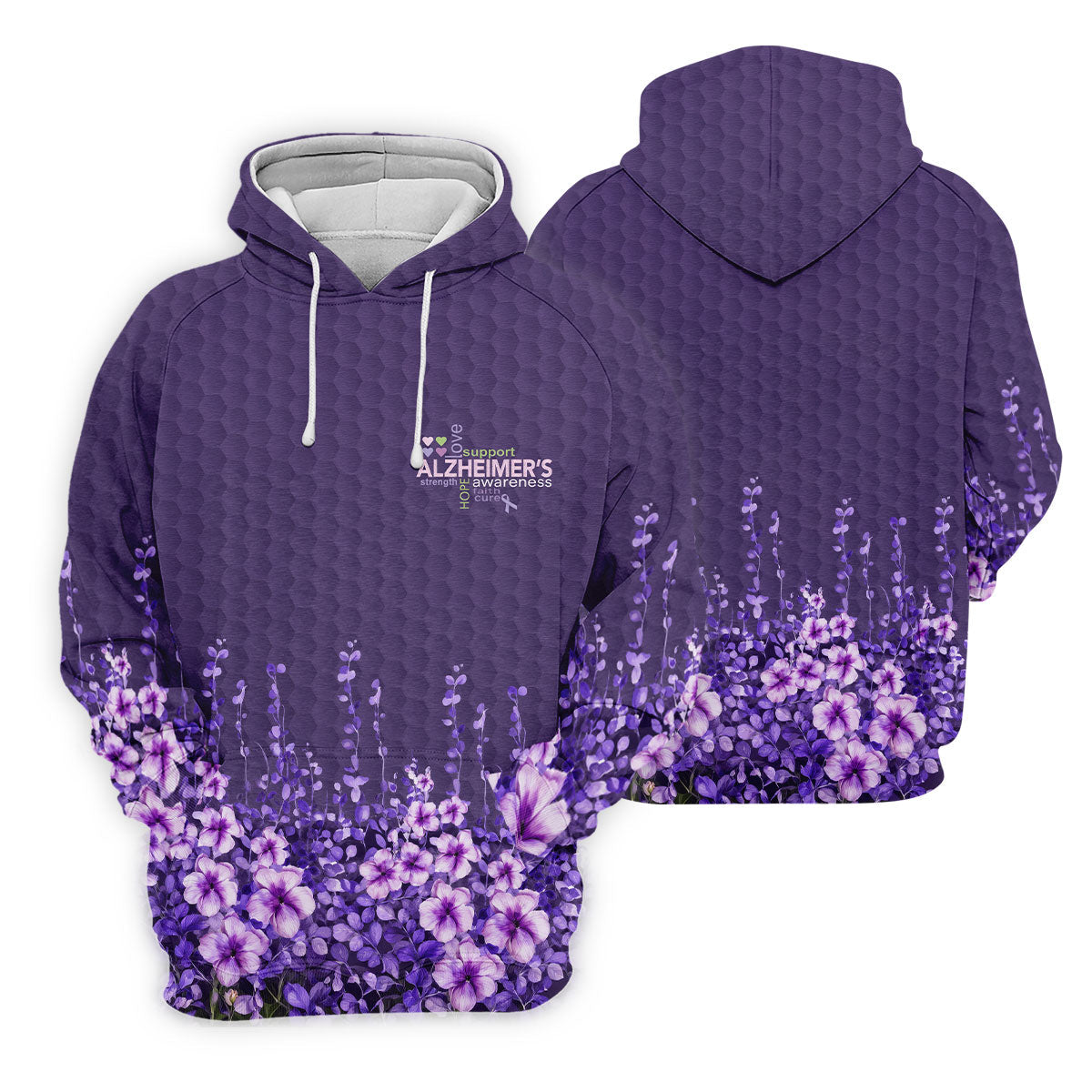Purple Alzheimer's Awareness Floral Polo Shirt, Golf Shirts For Women, Women’s Golf Polo
