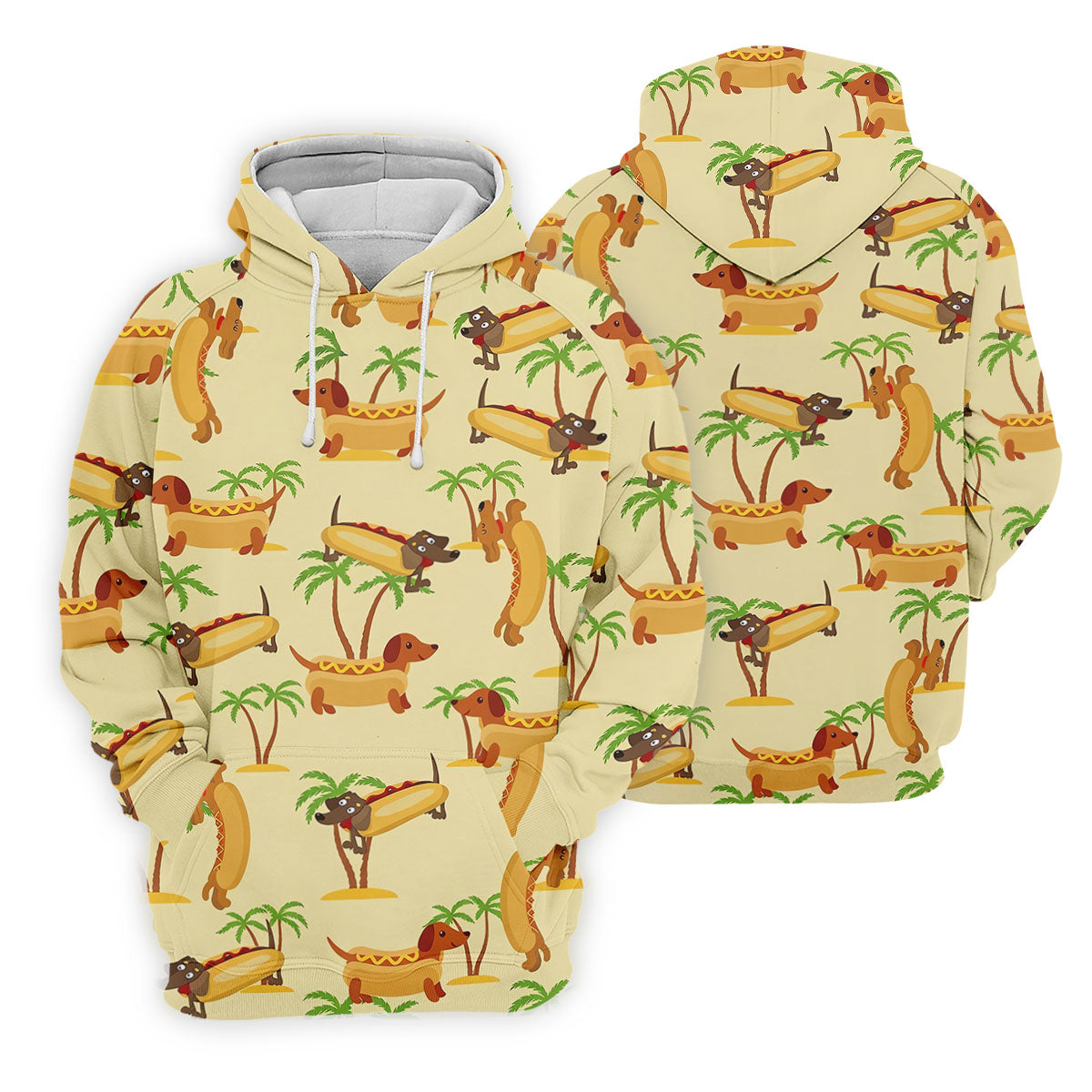 Funny Hot Dog Dachshund Tropical Hawaiian Golf Shirt, Mens Golf Polo, Printed Golf Shirts