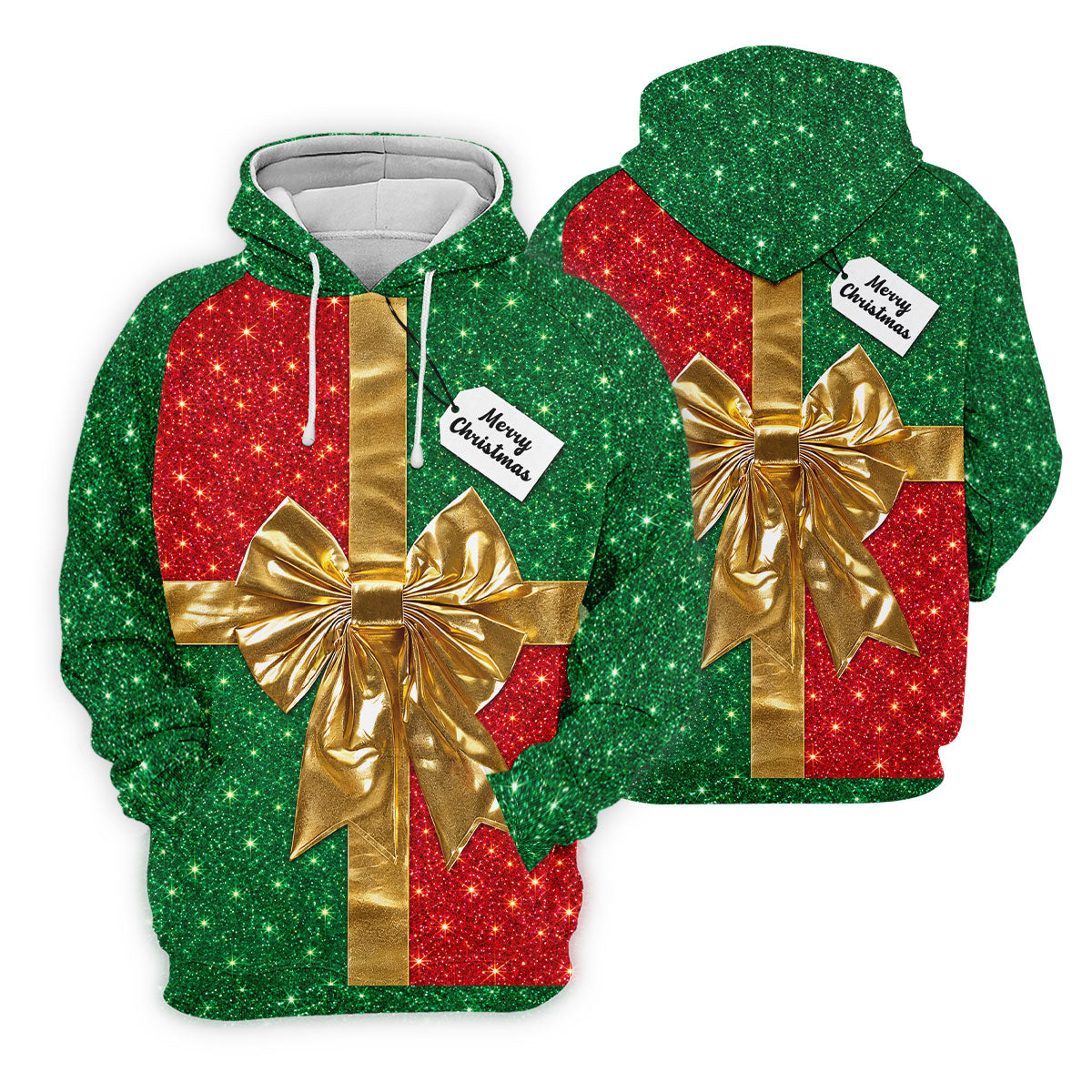 Merry Christmas Golden Gift Bow Golf Polo Shirt, Ladies Golf Shirts, Golf Shirts For Women