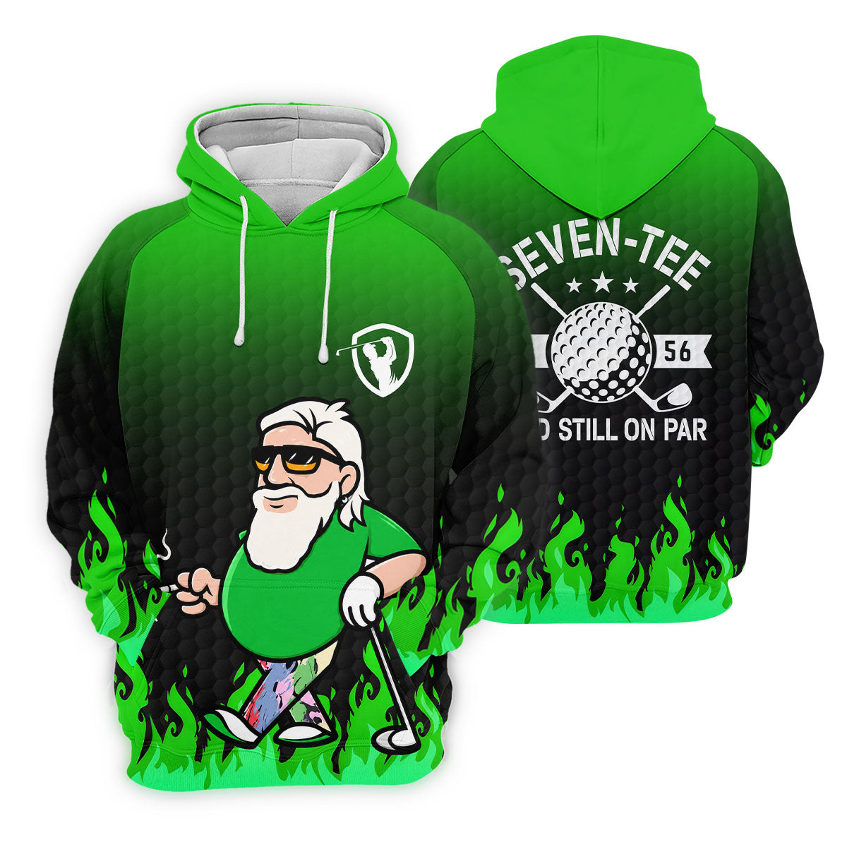 Cool Bearded Golfer Cartoon Women's Golf Tops, Golf Polo For Women, Women’s Golf Apparel