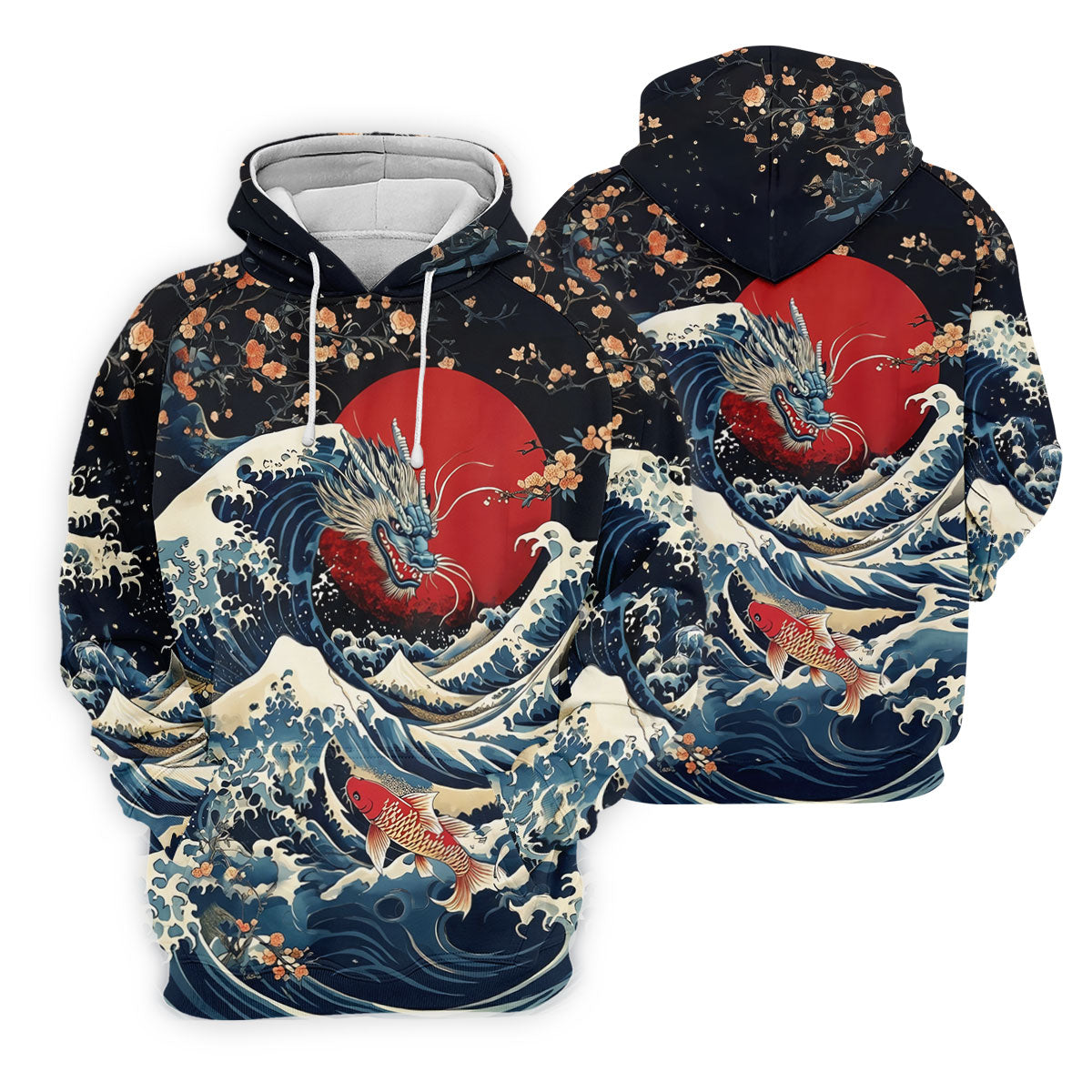 Japanese Dragon Koi Wave Hawaiian Golf Shirt, Golf Tops For Women, Women's Golf Polo