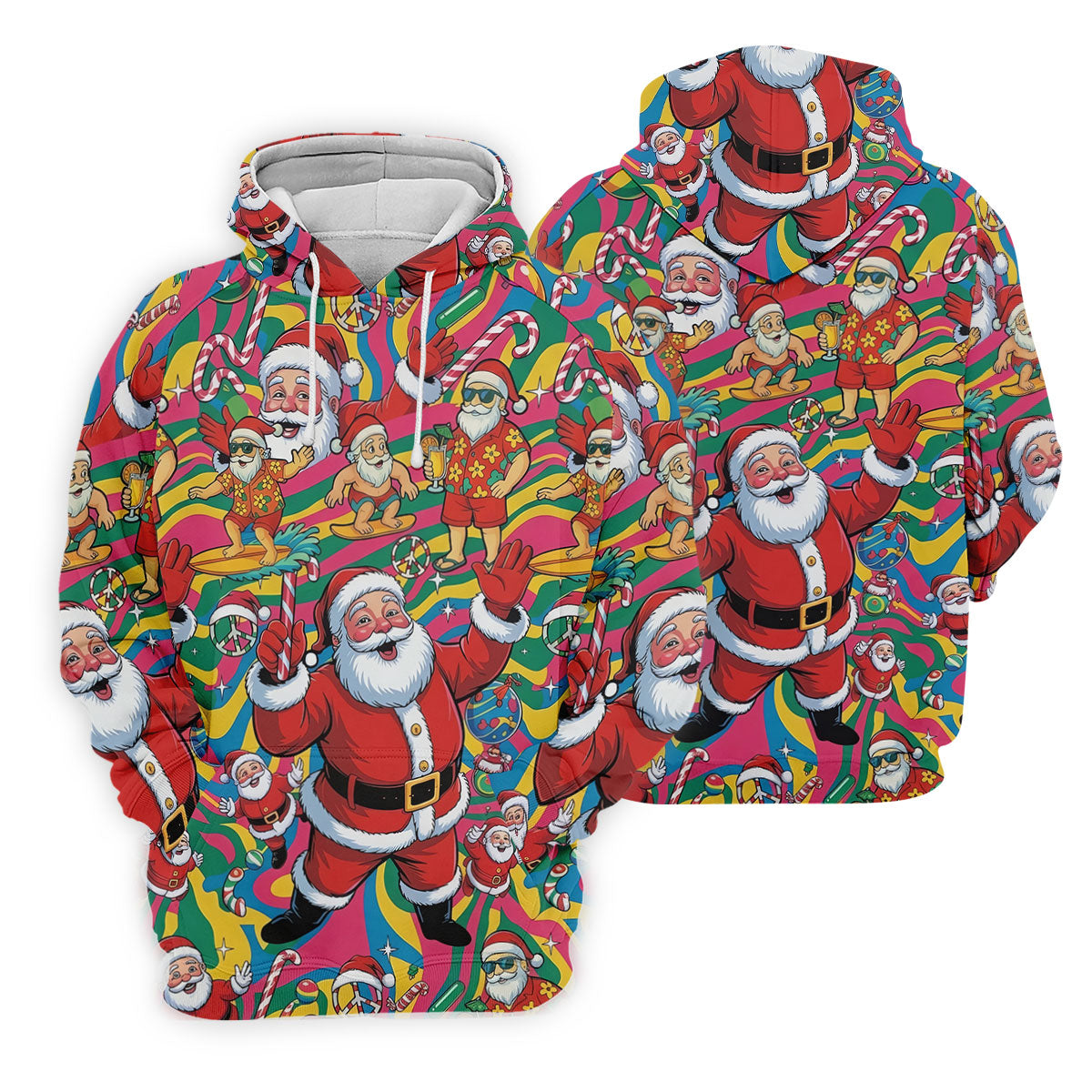 Funny Tropical Santa Christmas Polo Shirt, Womens Golf Polo, Christmas Shirts For Women