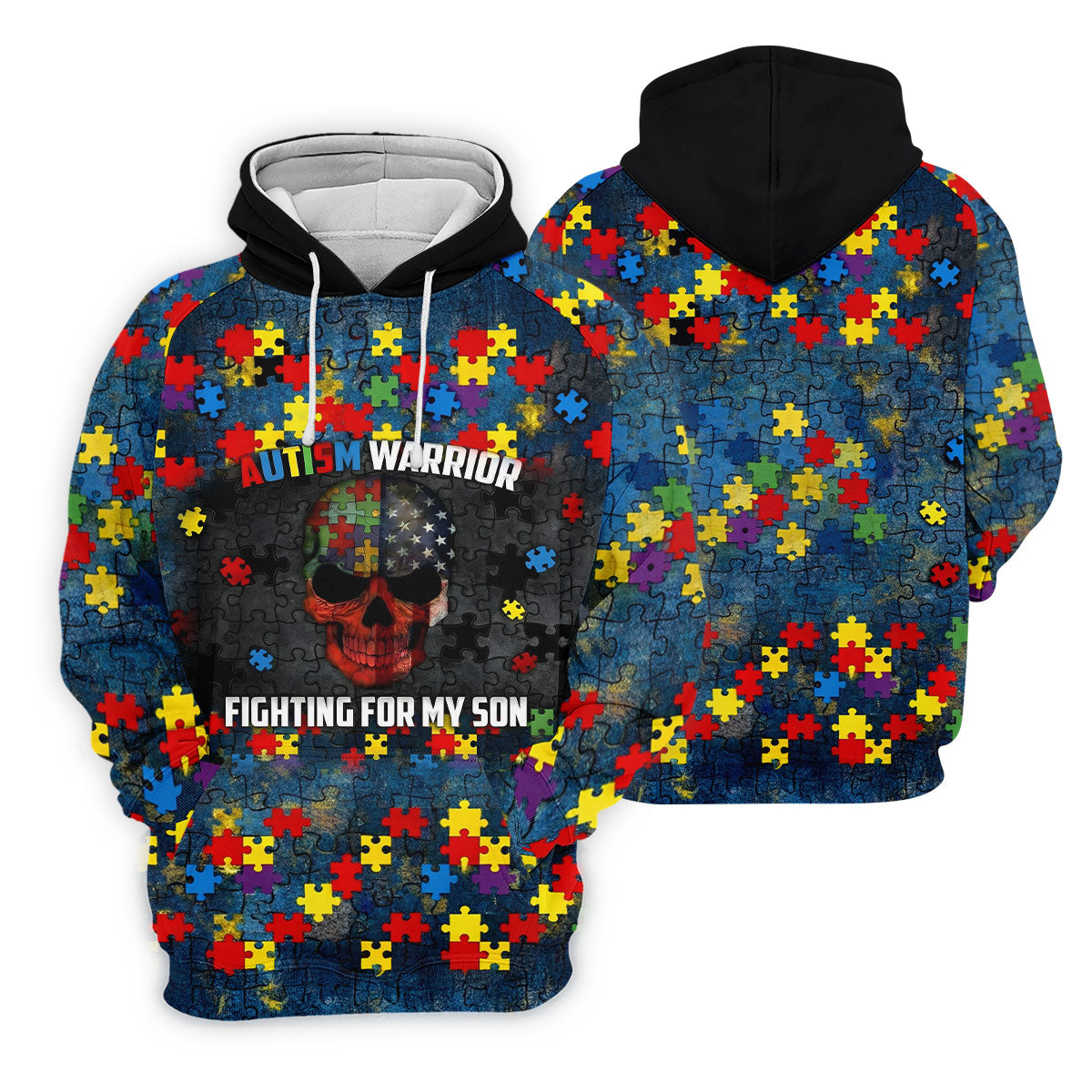 Autism Warrior Fighting For My Son Colorful Puzzles Women's Golf Tops, Unique Mother's Day Gifts