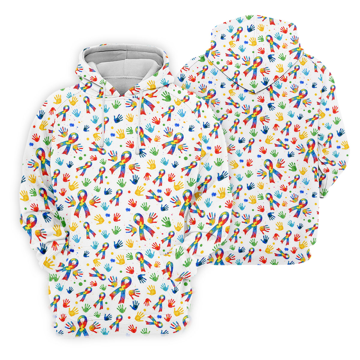 Colorful Handprints Autism Ribbon Women's Golf Tops, Autism Awareness Color Ladies Golf Polos