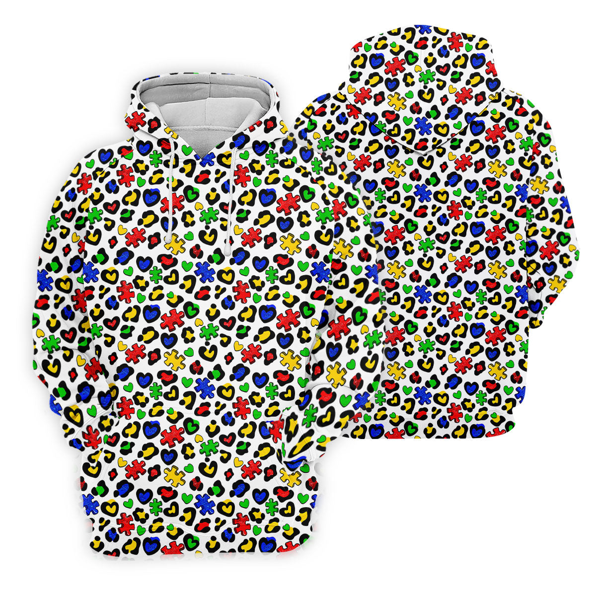 Autism Awareness Color Leopard Pattern White Golf Shirt, Golf Tops For Men, Polo ShirtFor Men, Golf Shirts For Men