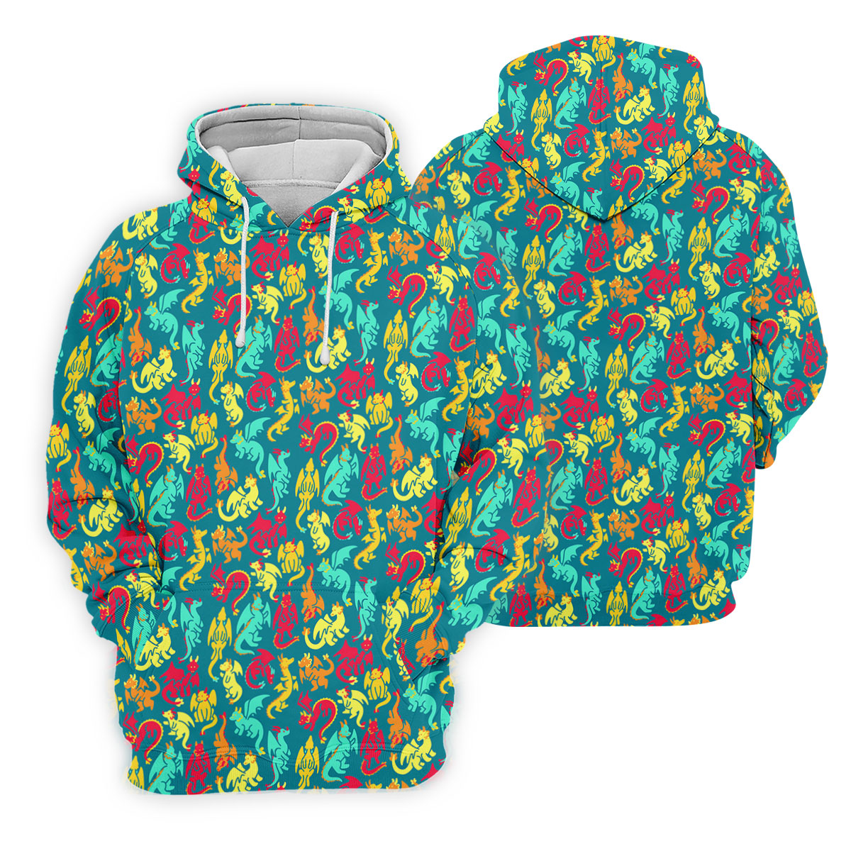 Cartoon Dragons Colorful Golf Shirt, Cute Golf Outfit, Women's Polo Shirt, Ladies Golf Shirts