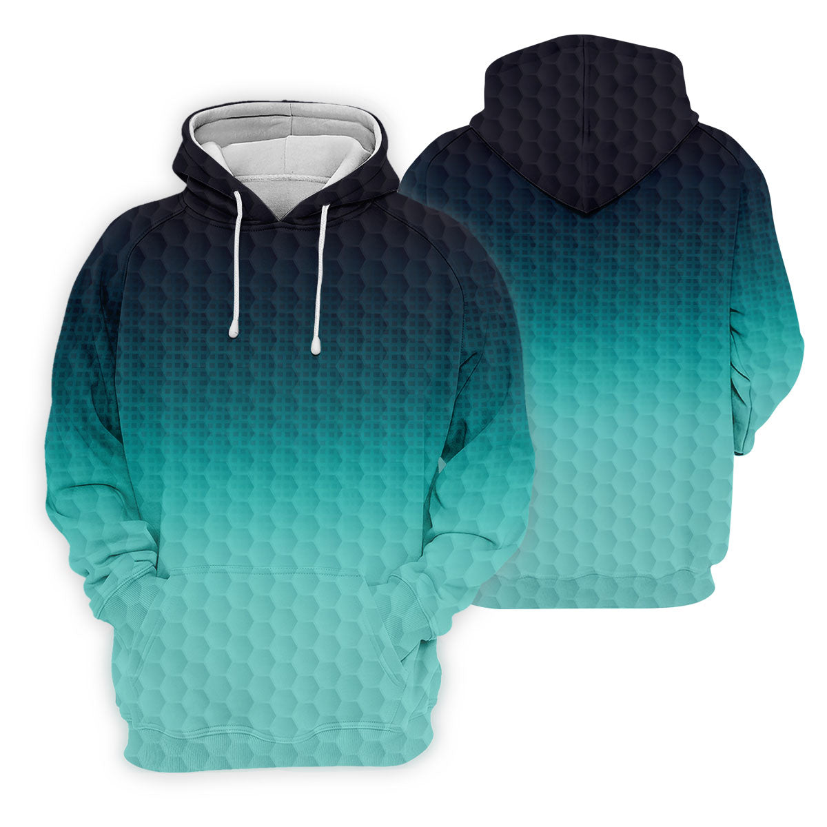 Turquoise Gradient Golf Ball Pattern Hawaiian Golf Shirt, Golf Shirts For Men