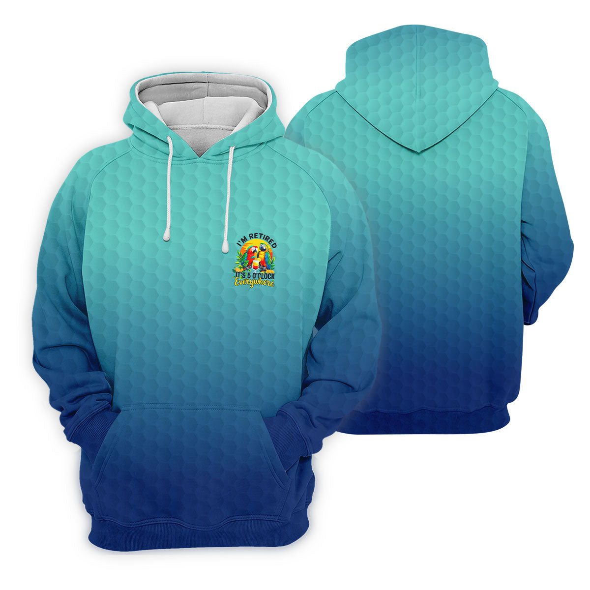 Blue Tropical Parrot Retirement Golf Polo Shirt, Mens Golf Polo, Golf Apparel For Men