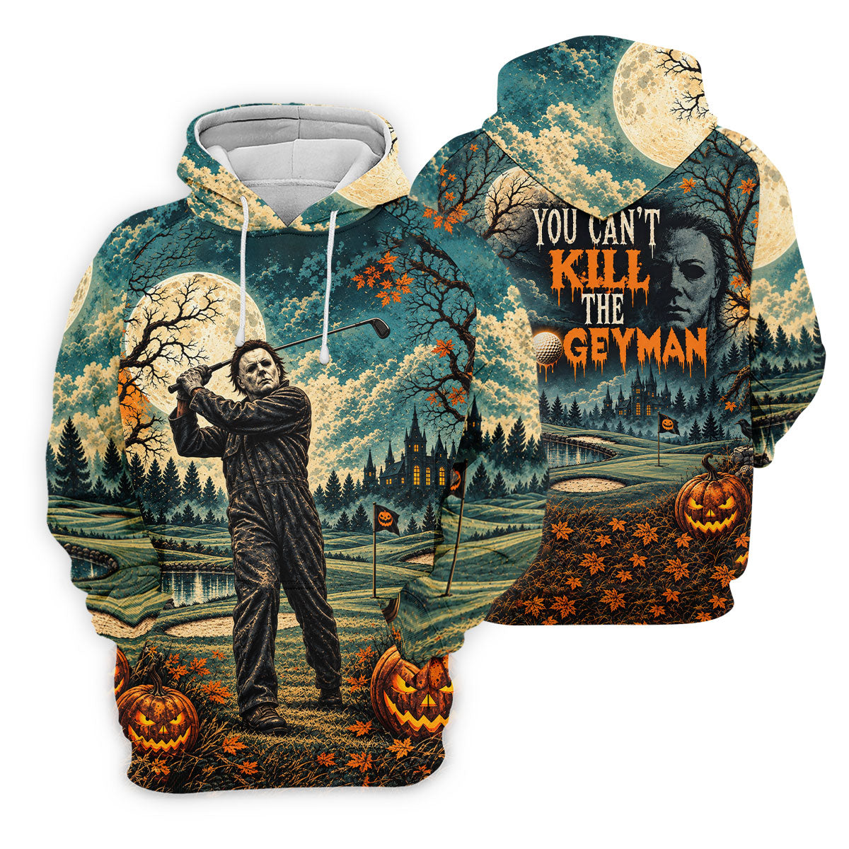 Halloween Can't Kill Bogeyman Horror Character Polo Shirt, Mens Golf Shirts, Golf Apparel