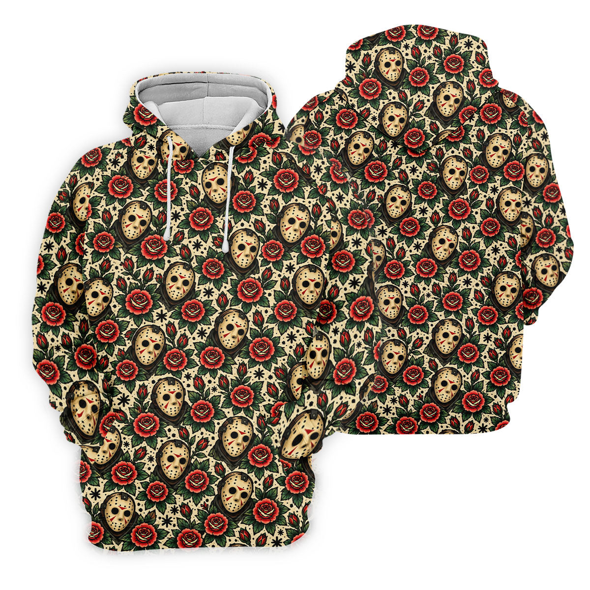 Rose Mask Halloween Horror Character Polo Shirt, Mens Golf Polo, Mens Golf Apparel