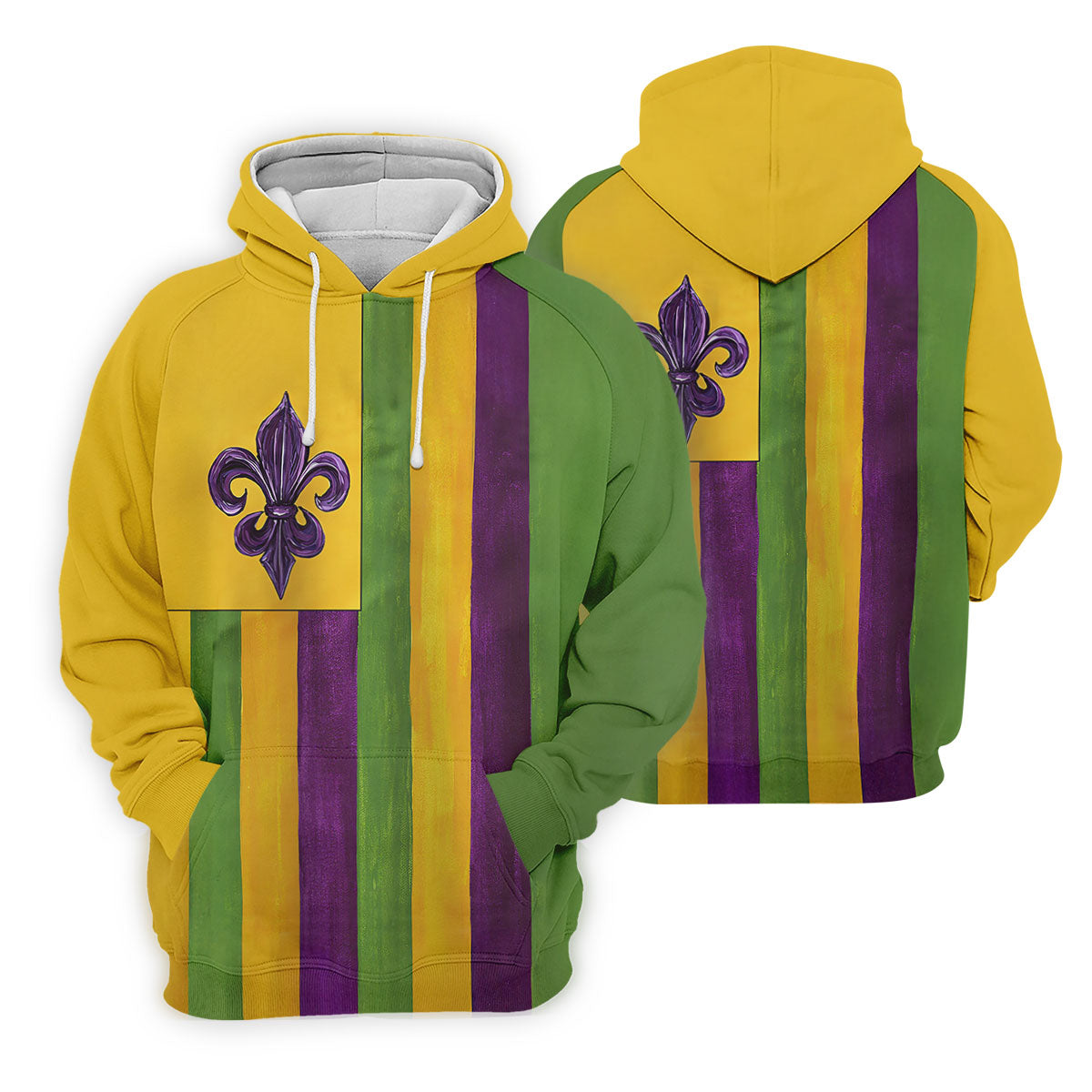 Purple Green Gold Vertical Stripes Fleur De Lis Flower Mardi Gras Golf Shirt, Women's Golf Tops, Ladies Golf Shirt