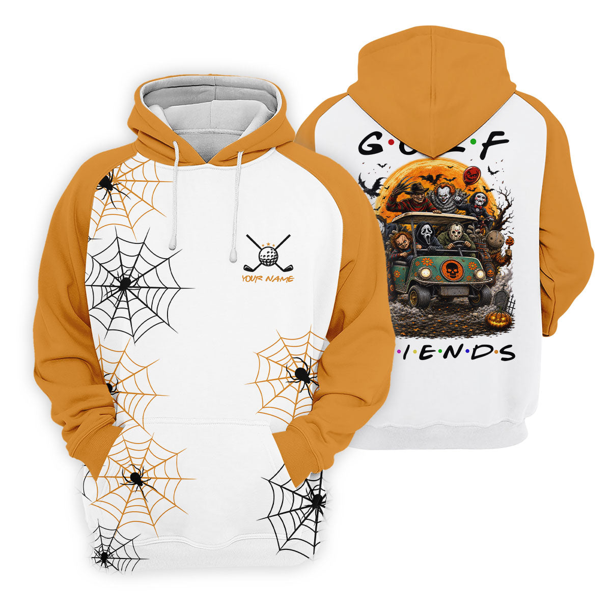 Custom Name Halloween Horror Character Golf Shirt, Golf Shirts For Women, Printed Golf Shirt
