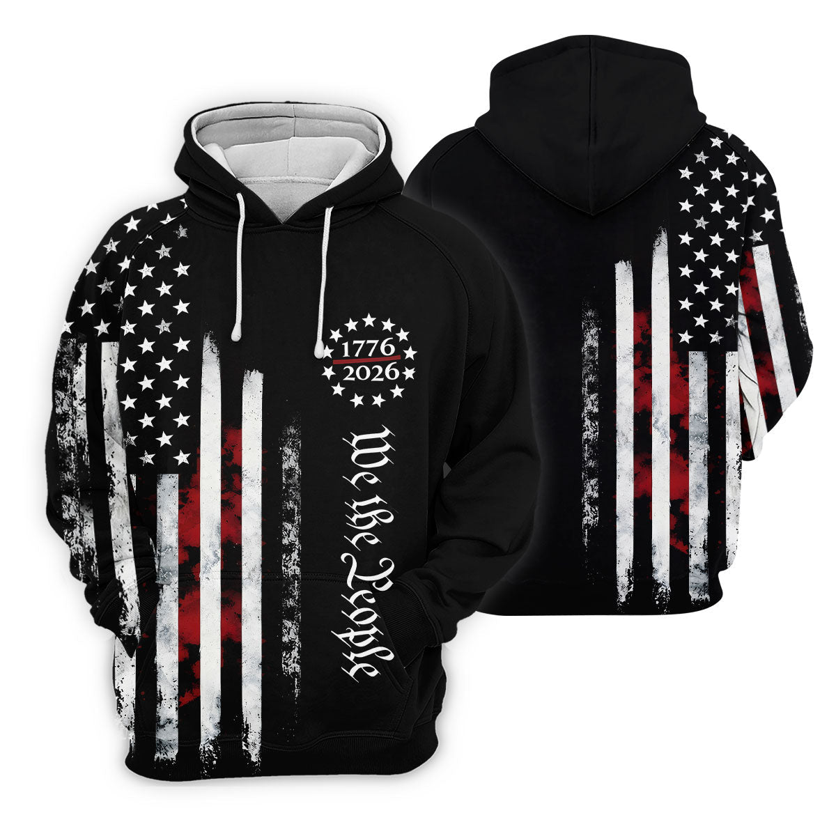 We The People Distressed Flag Patriotic Black Golf Shirt, 250 Years 4th Of July Golf Shirt For Women