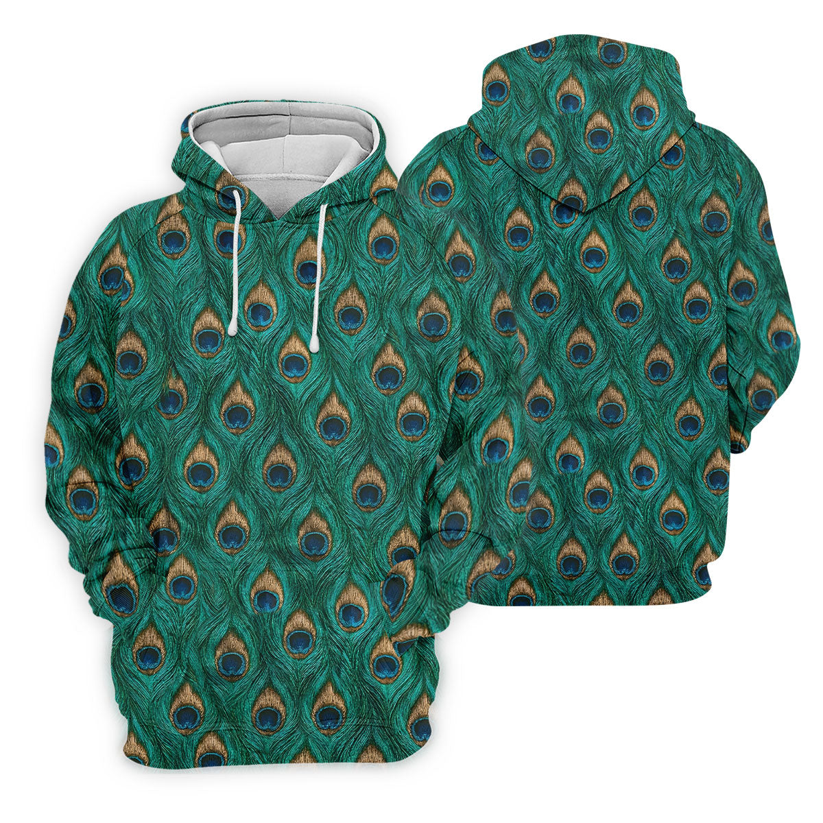 Peacock Feather Pattern Hawaiian Golf Shirt, Hawaiian Golf Shirt, Mens Golf Shirts, Golf Apparel For Men