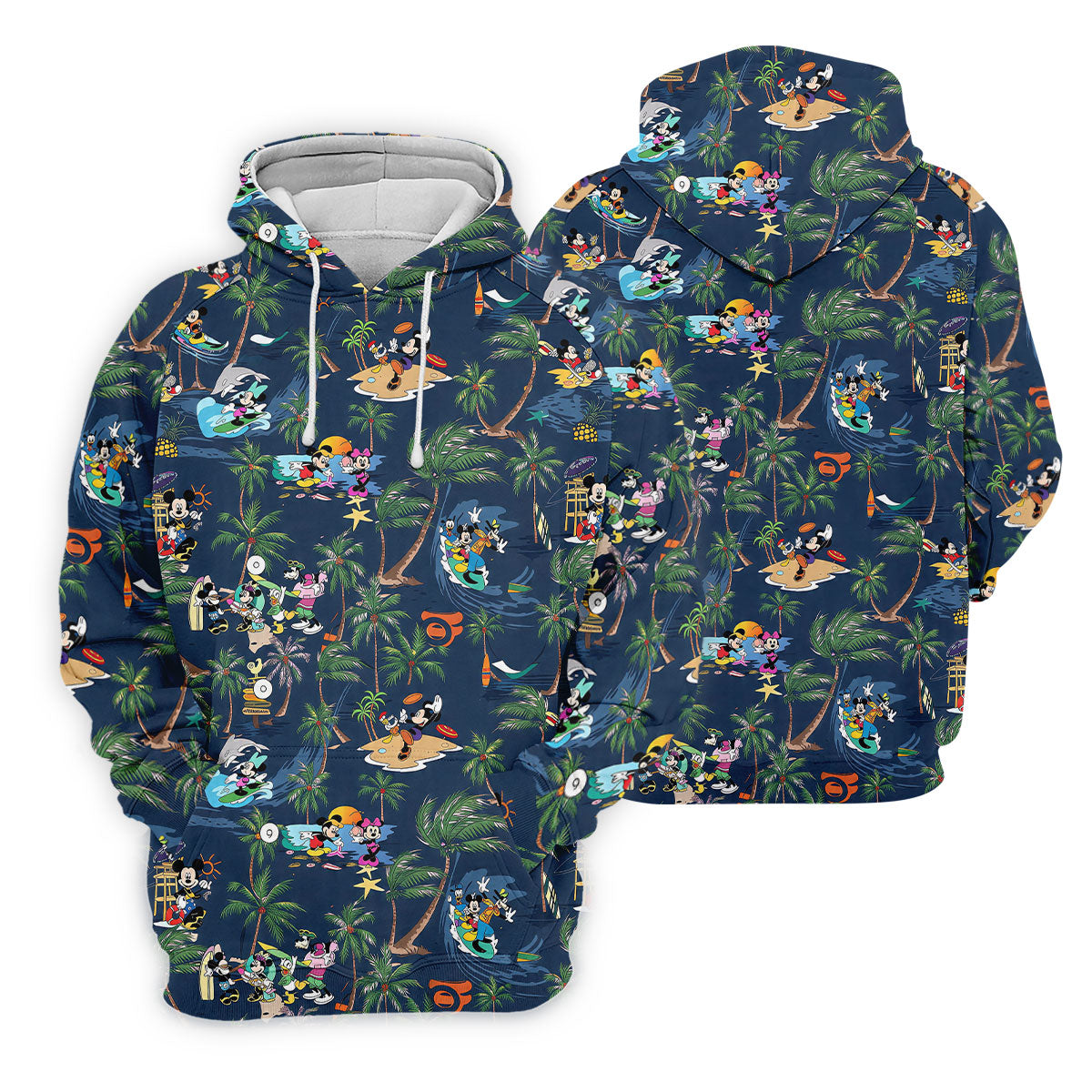Cartoon Tropical Surf Beach Golf Polo Shirt, Hawaiian Golf Shirt, Golf Polo Shirts For Men