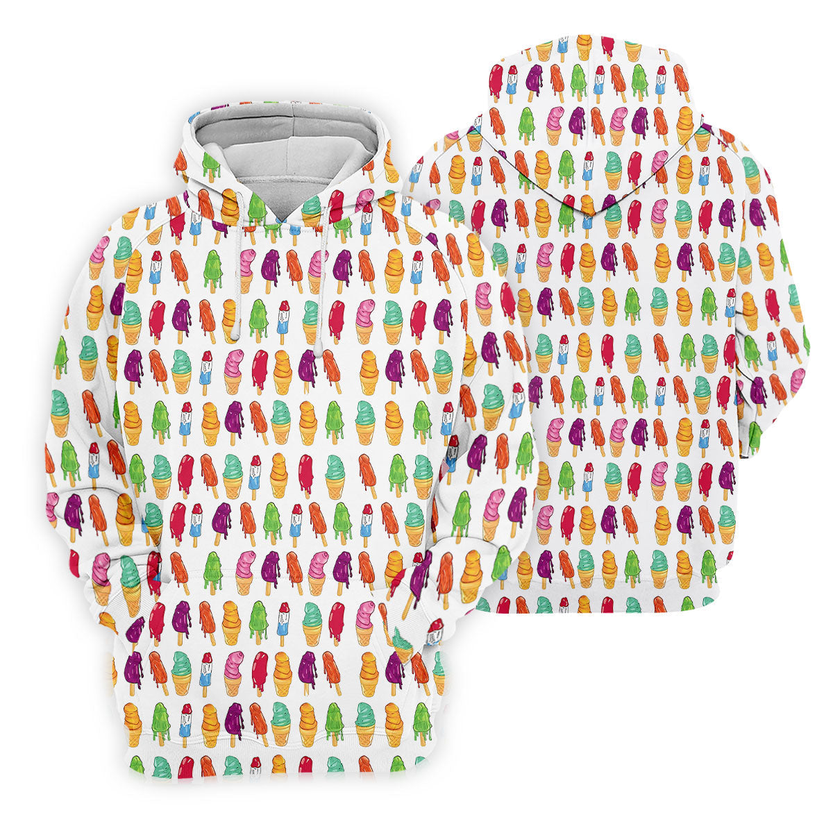 Colorful Ice Cream Pattern Golf Polo Shirt, Men's Golf Shirt, Golf Apparel For Men