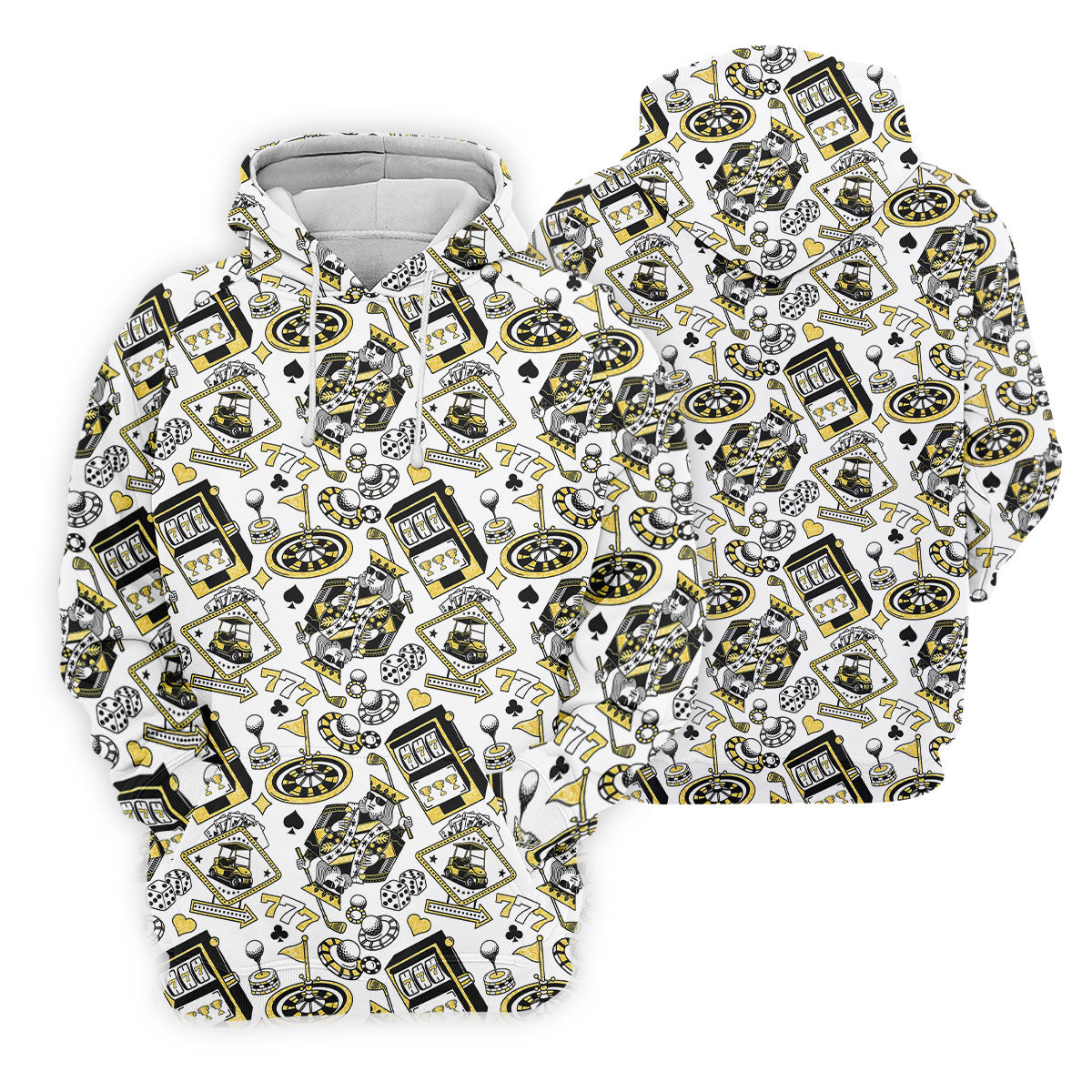 Casino Golf Pattern White Hawaiian Golf Polo Shirt, Women's Golf Tops, Golf Polo For Women