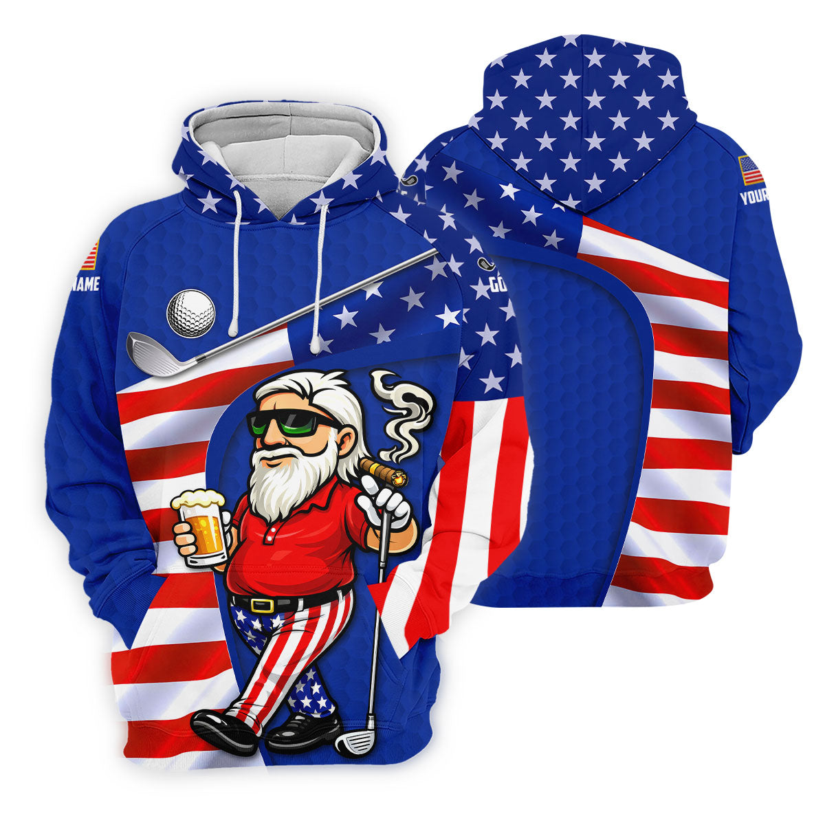 Golf And Beer Patriotic Man Golf Ball Pattern 4th Of July Navy Golf Shirt, 250th Anniversary Women's Golf Tops
