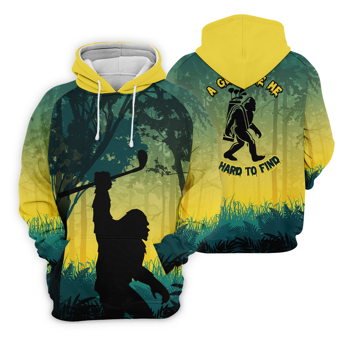 Bigfoot Golfer Forest Silhouette Polo Shirt, Golf Polo Shirts For Men, Mens Golf Apparel