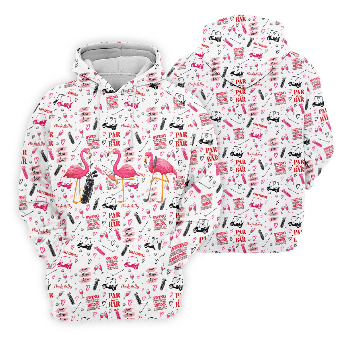 Par Then Bar Flamingo Golf Shirt, Tropical Party Ladies Golf Tops, Golf Shirt For Women