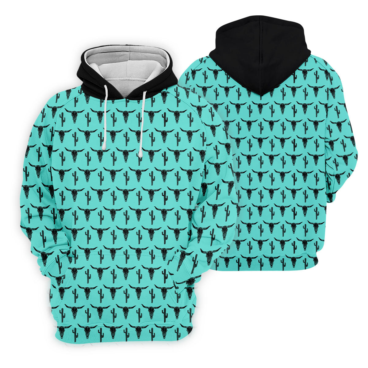 Longhorn Cow Skull Western Theme Peacock Blue Golf Tops For Men, Polo ShirtFor Men, Golf Shirts For Men