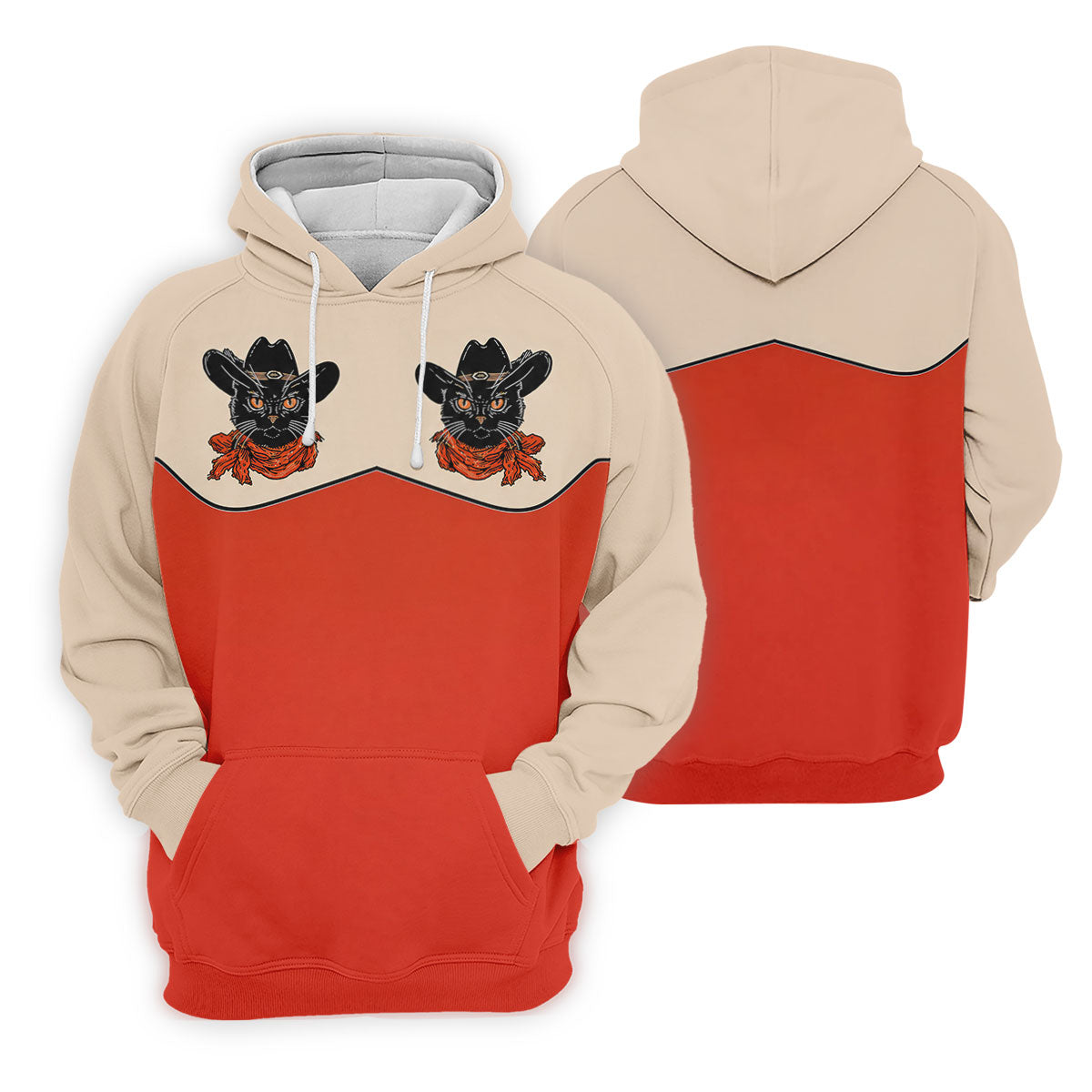 Red Western Cowboy Black Cat Golf Polo Shirt, Mens Golf Shirts, Polo Shirts For Men