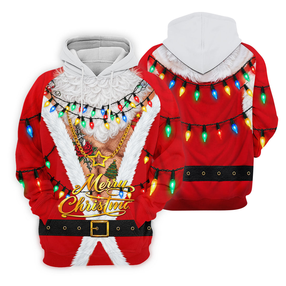 Merry Christmas Santa Lights Gold Chain Polo Shirt, Women’s Golf Polo, Golf Tops For Women