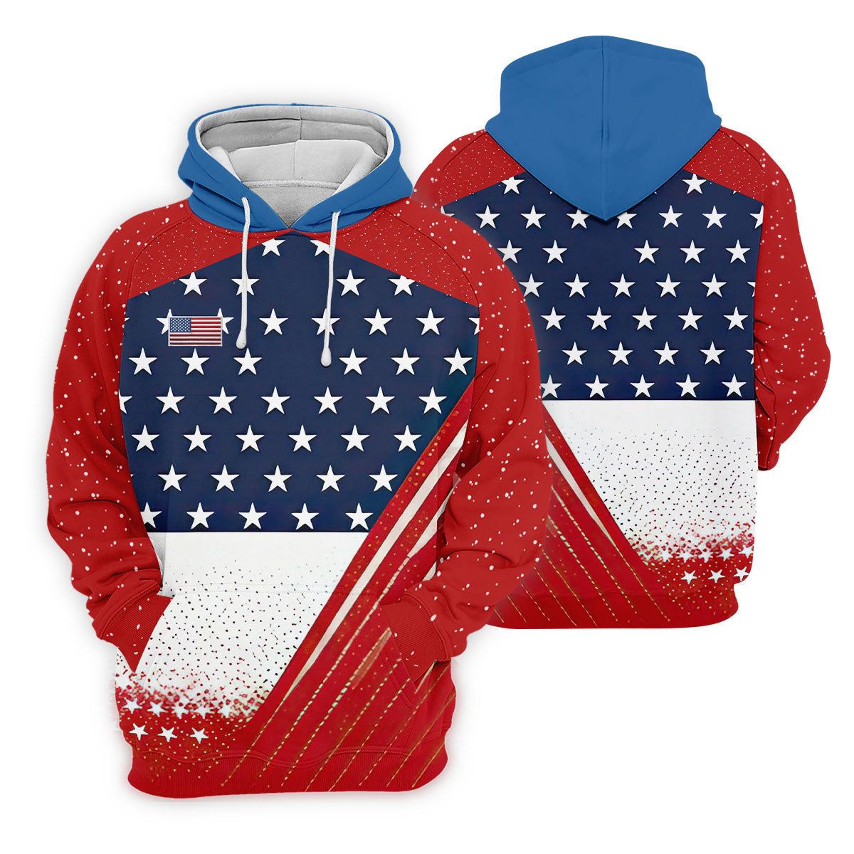 White Star Patriotic 4th Of July American Flag Golf Polo Shirt, Patriotic Golf Shirt, Golf Shirts For Men