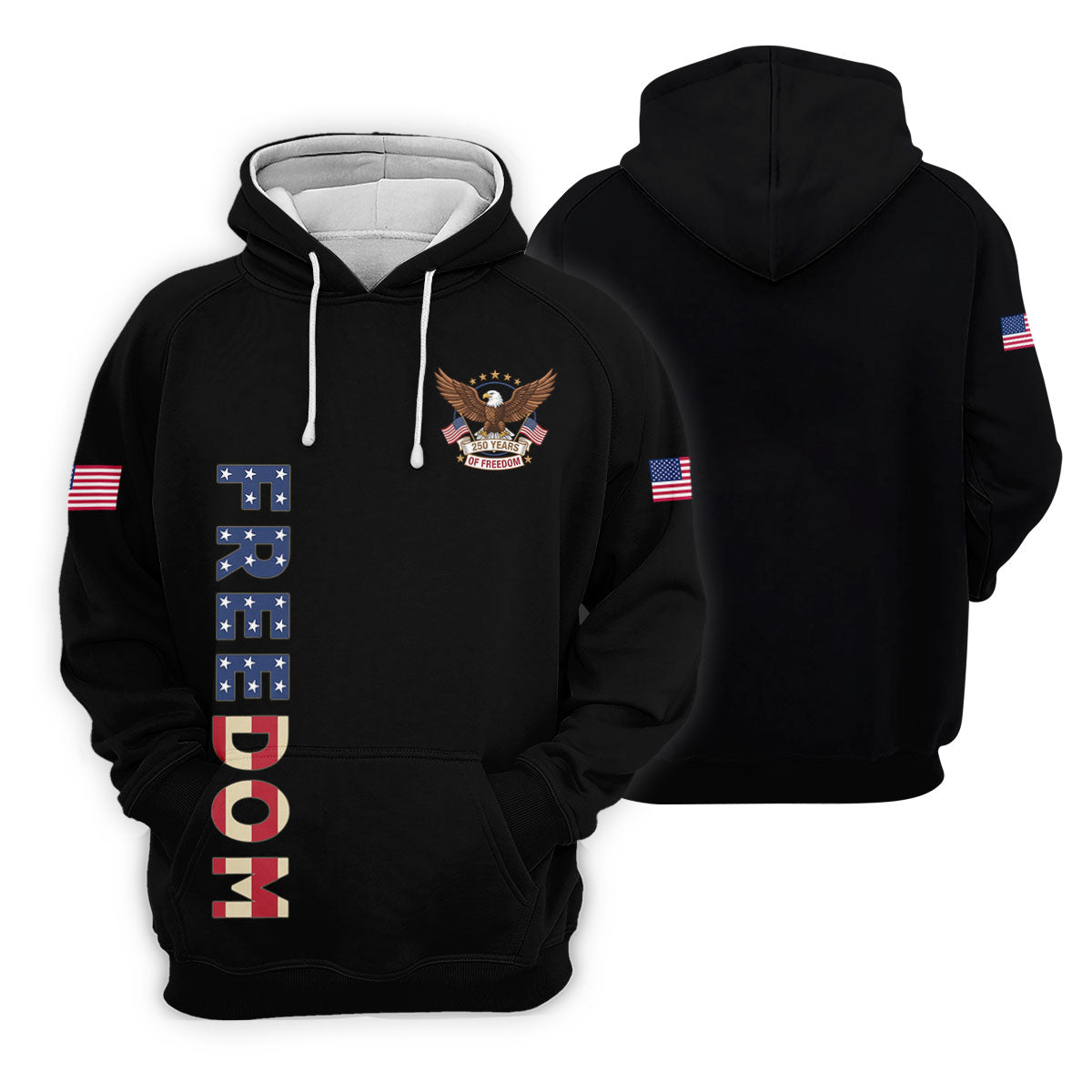 250 Years Of Freedom US Flag Logo Black Golf Shirt, Patriotic 4th Of July Golf Shirt For Women