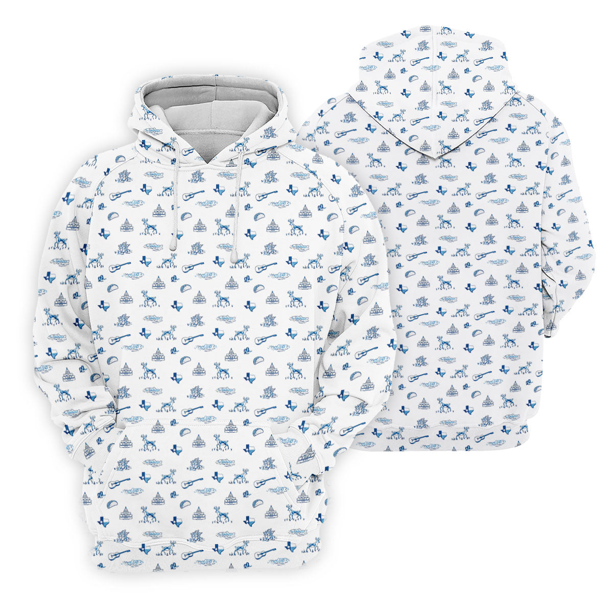 White Texas Icons Pattern Golf Polo Shirt, Hawaiian Golf Shirt, Golf Apparel For Men