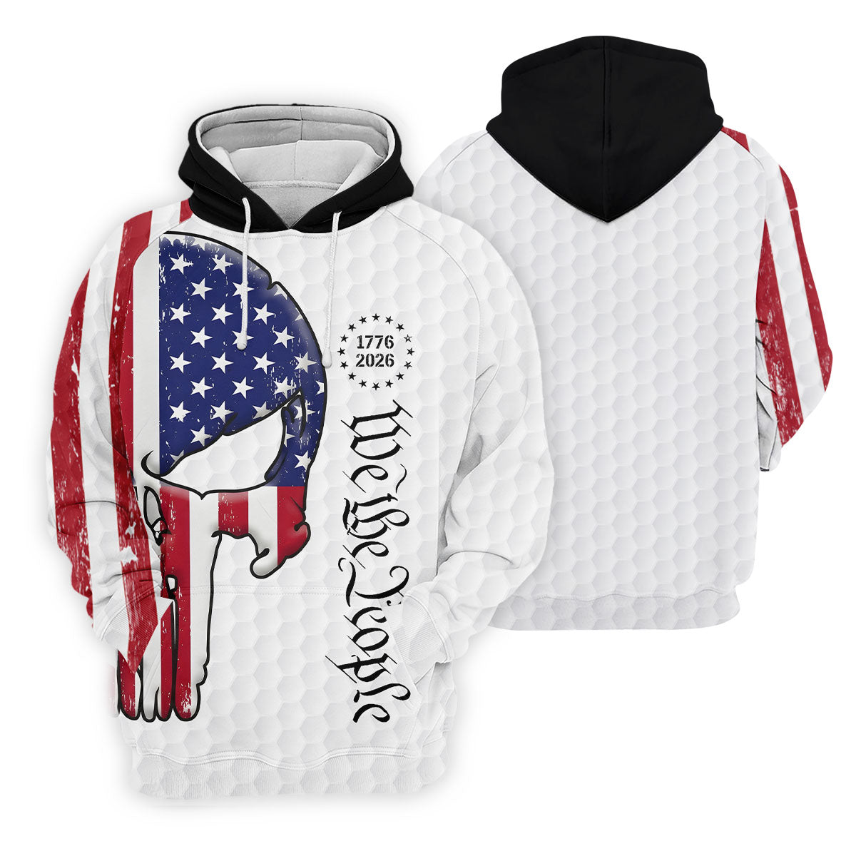 We The People 250 Celebration US Flag Pattern Skull Golf Shirt, Patriotic 4th Of July Golf Shirt For Women