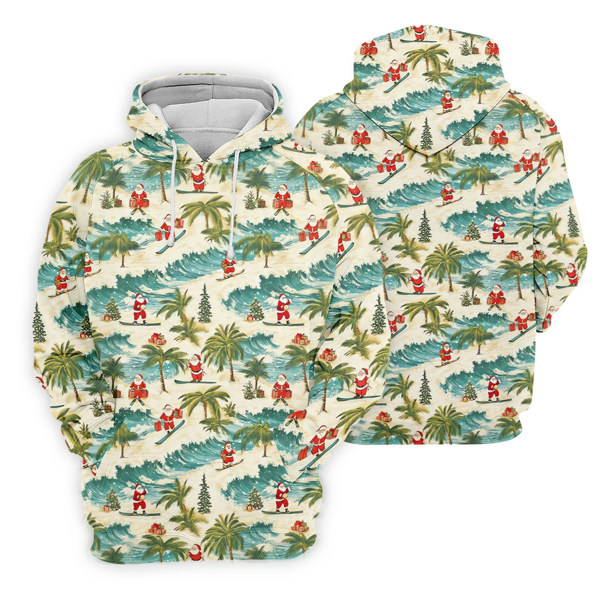 Christmas Santa Surfing Tropical Hawaiian Golf Shirt, Golf Shirts For Women, Performance Golf Shirt