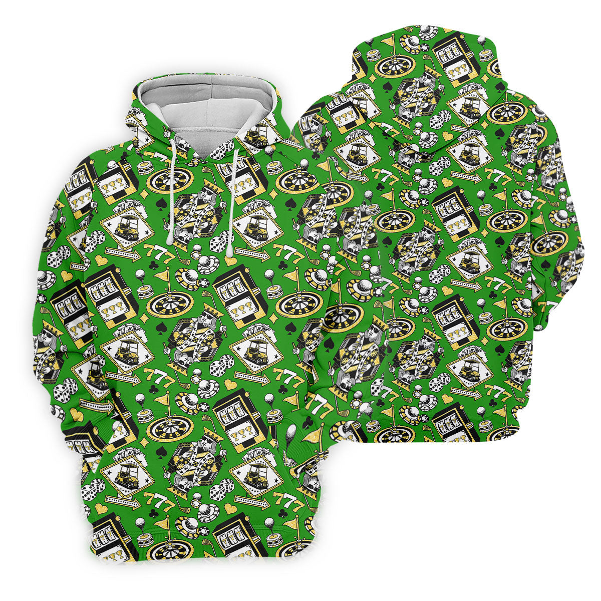 Casino Golf Pattern Green Hawaiian Golf Polo Shirt, Mens Golf Polo, Polo Shirts For Men
