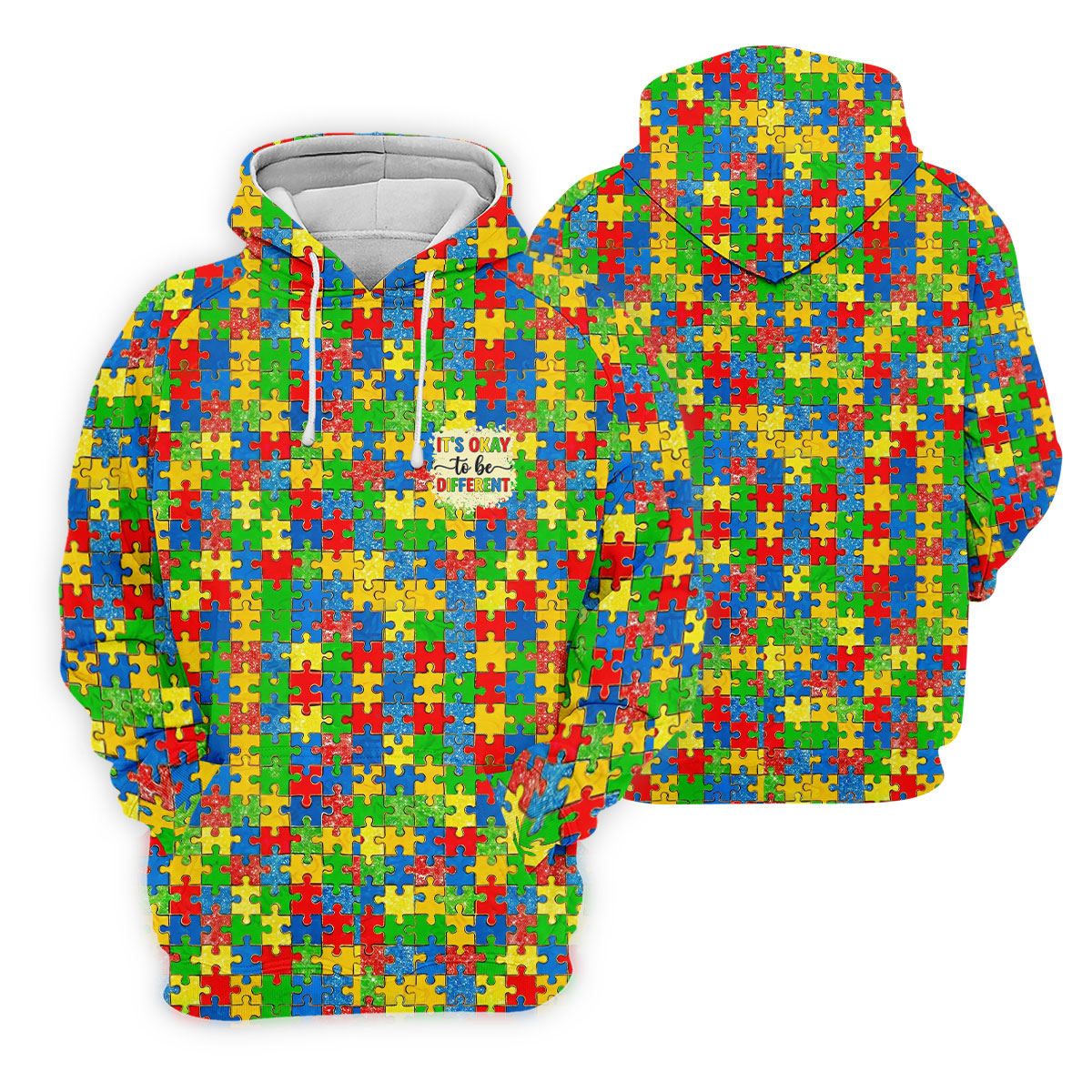 It's Okay To Be Different Colorful Puzzle Pattern Autism Awareness Golf Shirt For Women, Ladies Golf Polos