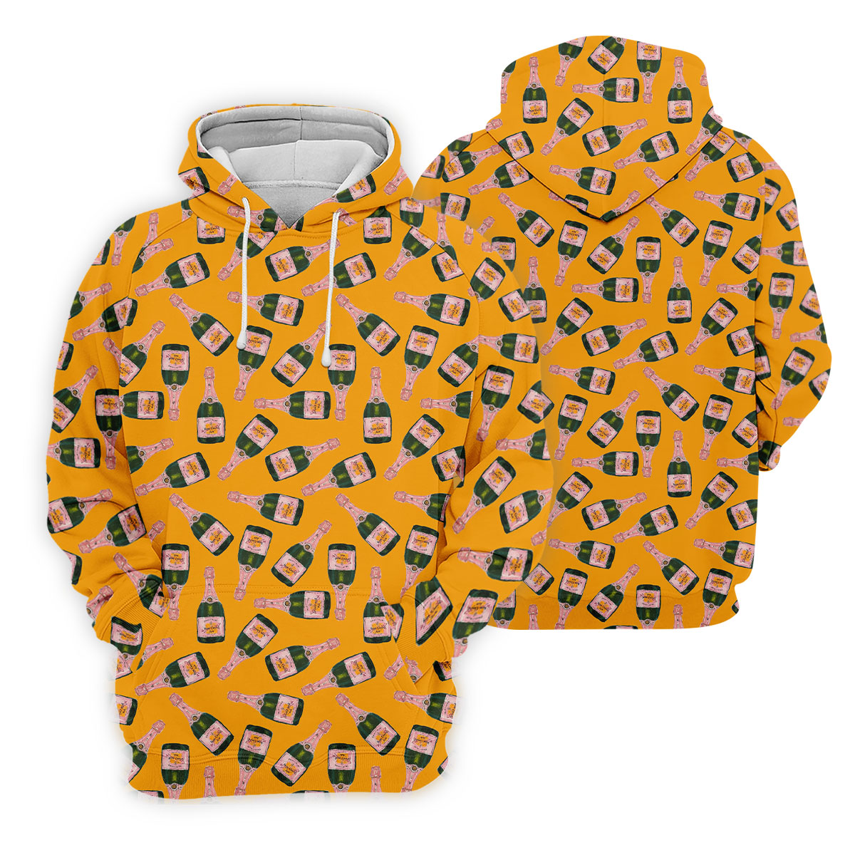 Rosé Champagne Seamless Pattern Yellow Golf Shirt, Ladies Golf Shirts, Golf Shirt For Women