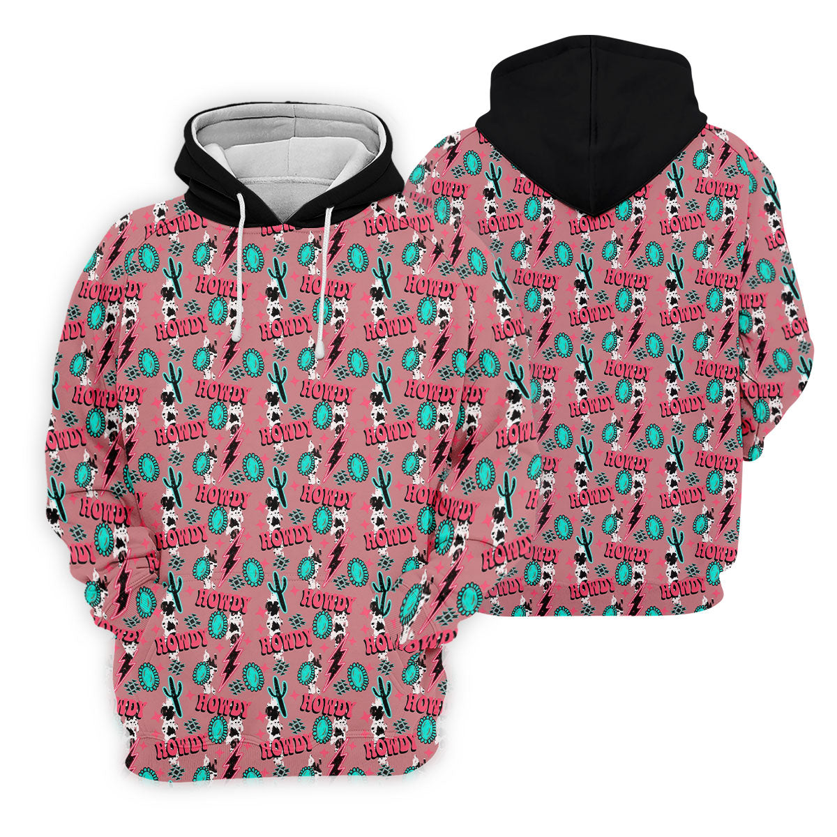 Howdy Pink Lightning Bolts Western Theme Golf Tops For Men, Polo ShirtFor Men, Golf Shirts For Men