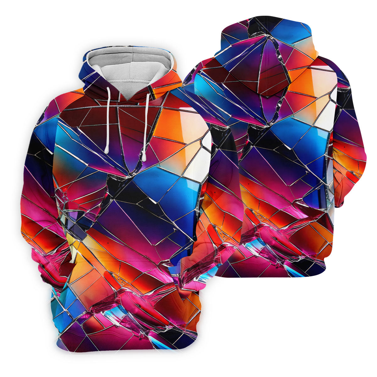 Colorful Broken Glass Abstract Golf Polo Shirt, Golf Shirts For Men, Printed Golf Shirts