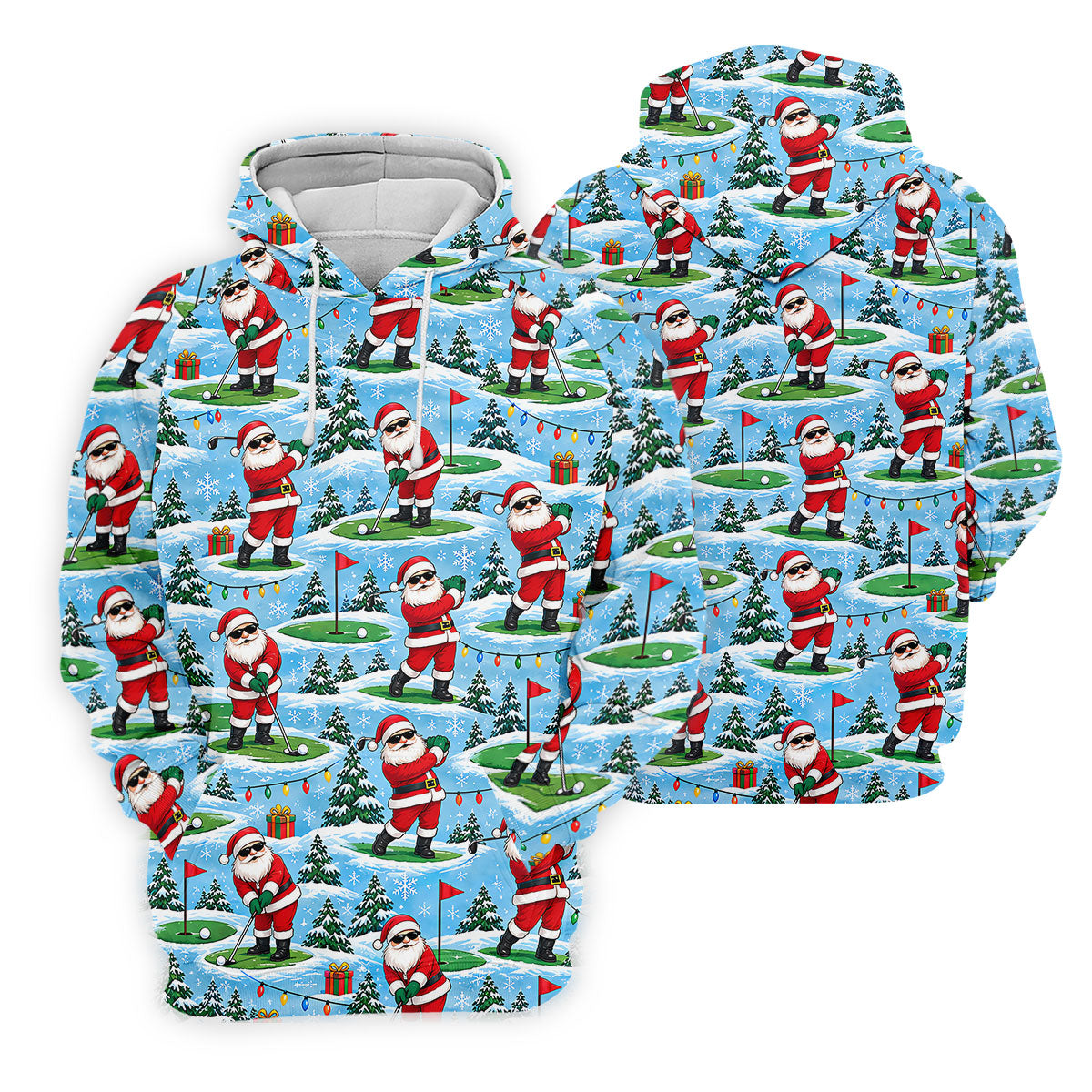 Santa Playing Golf In Snow Christmas Golf Shirt, Mens Golf Polo, Golf Shirts For Men