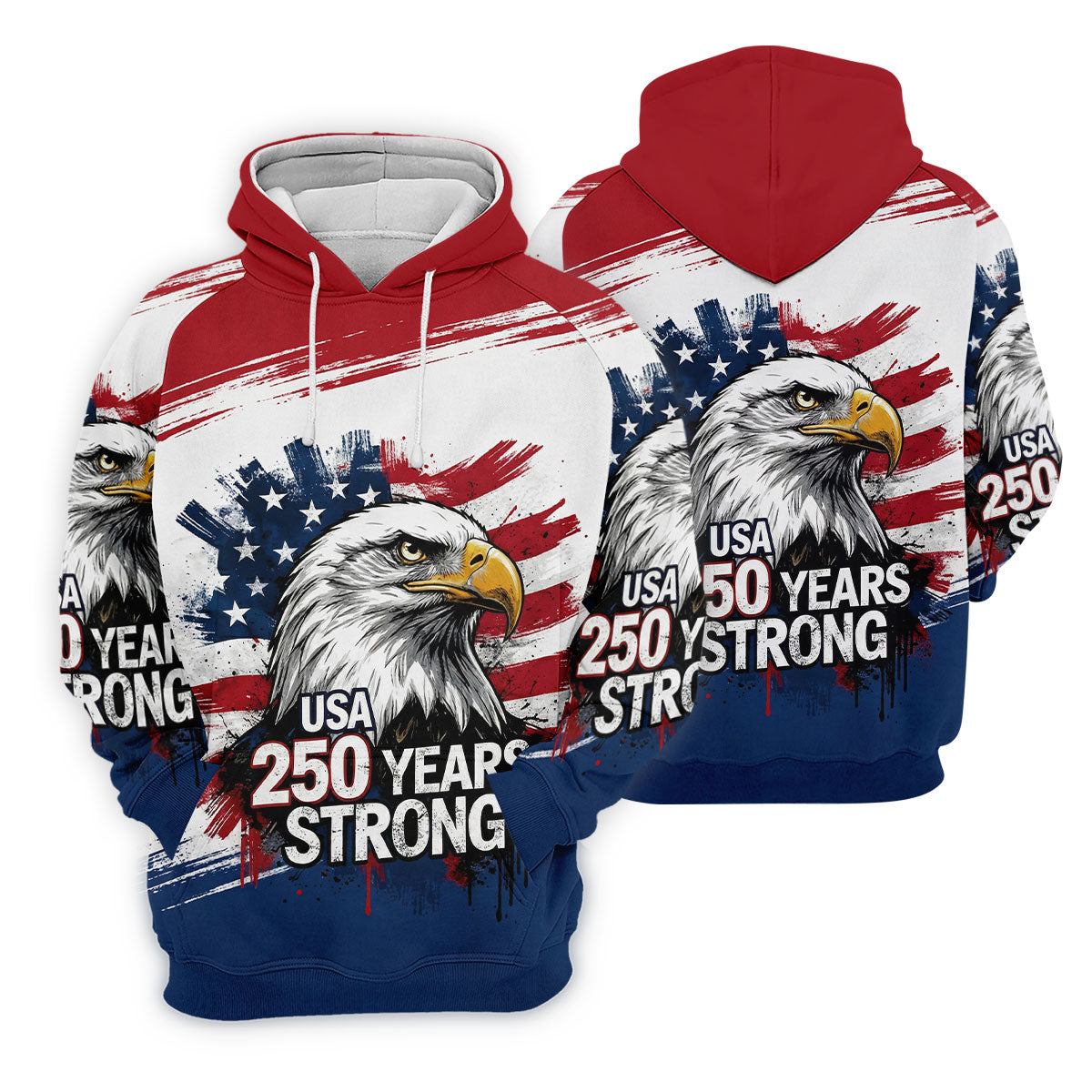 USA 250 Years Strong Bald Eagle American Flag Golf Shirt, Patriotic 4th Of July Golf Shirts For Men