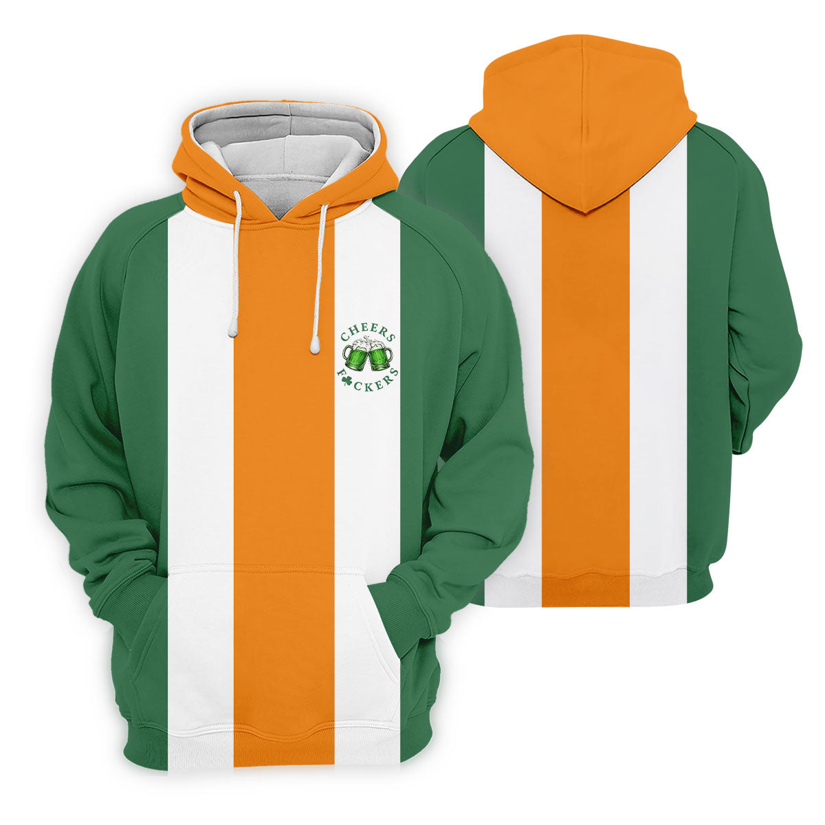 Green Orange White Vertical Stripes St Patrick's Day Golf Shirt, Women's Golf Tops, Ladies Golf Shirts