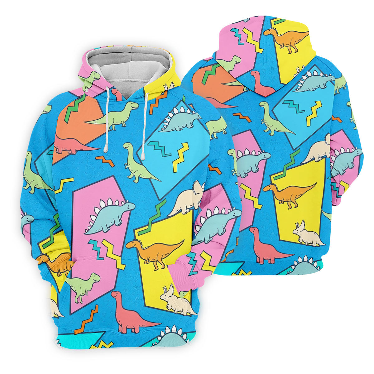 Retro Colorful Dinosaur Pattern Golf Shirt, Men's Golf Shirt, Golf Apparel For Men