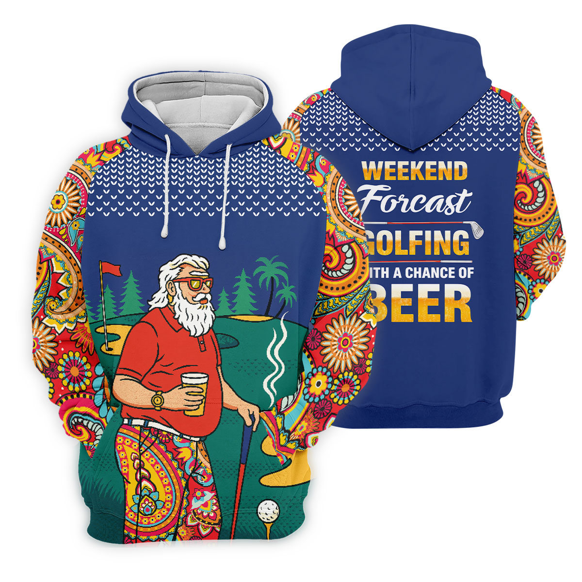 Funny Bearded Golfer Beer Lover Hawaiian Golf Shirt, Hawaiian Golf Shirt, Performance Golf Shirt