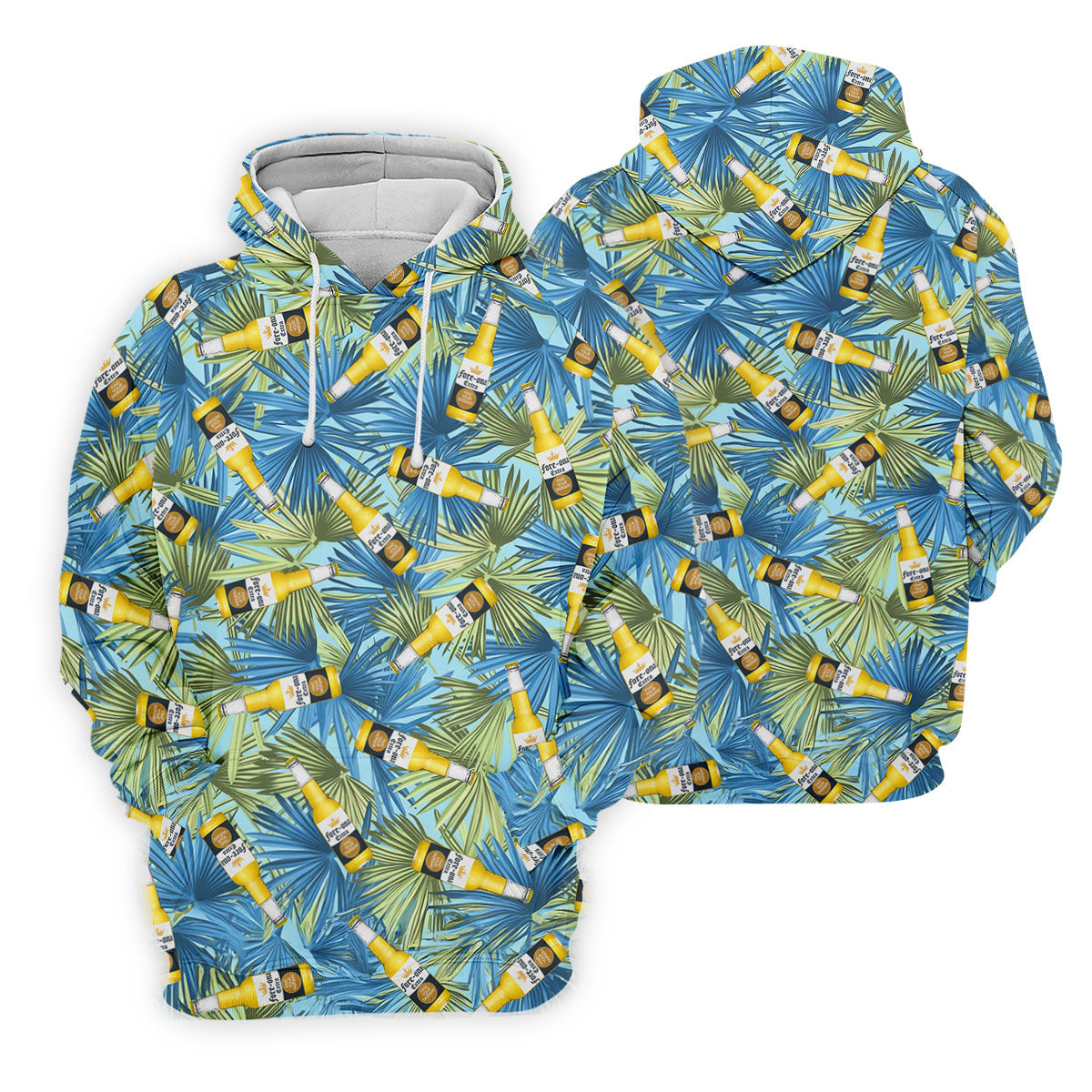Funny Tropical Beer Bottle Pattern Golf Polo Shirt, Printed Golf Shirts, Mens Golf Apparel