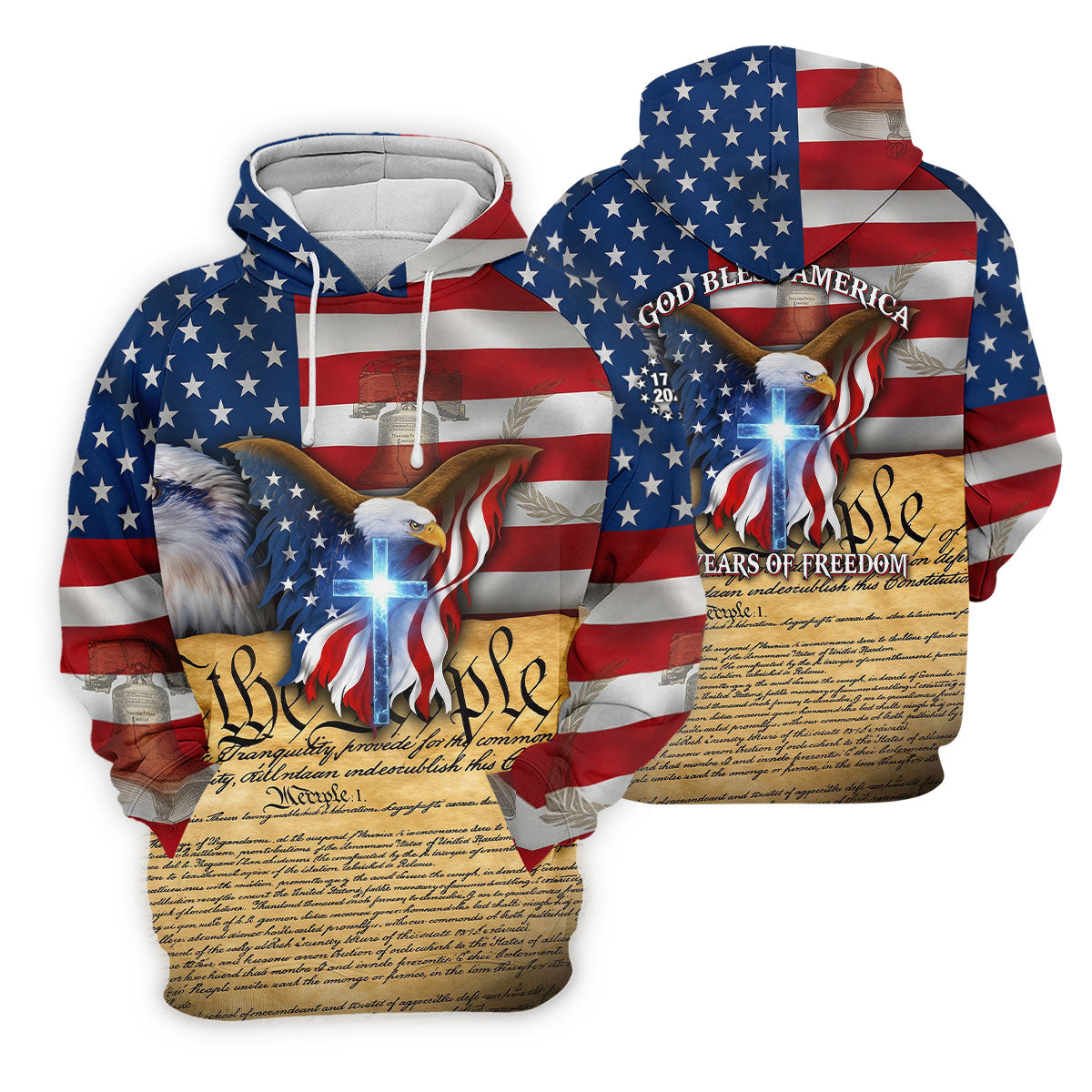 God Bless America 250 Years Of Freedom Faith Cross Patriotic Golf Shirt, 4th Of July Golf Shirt For Women