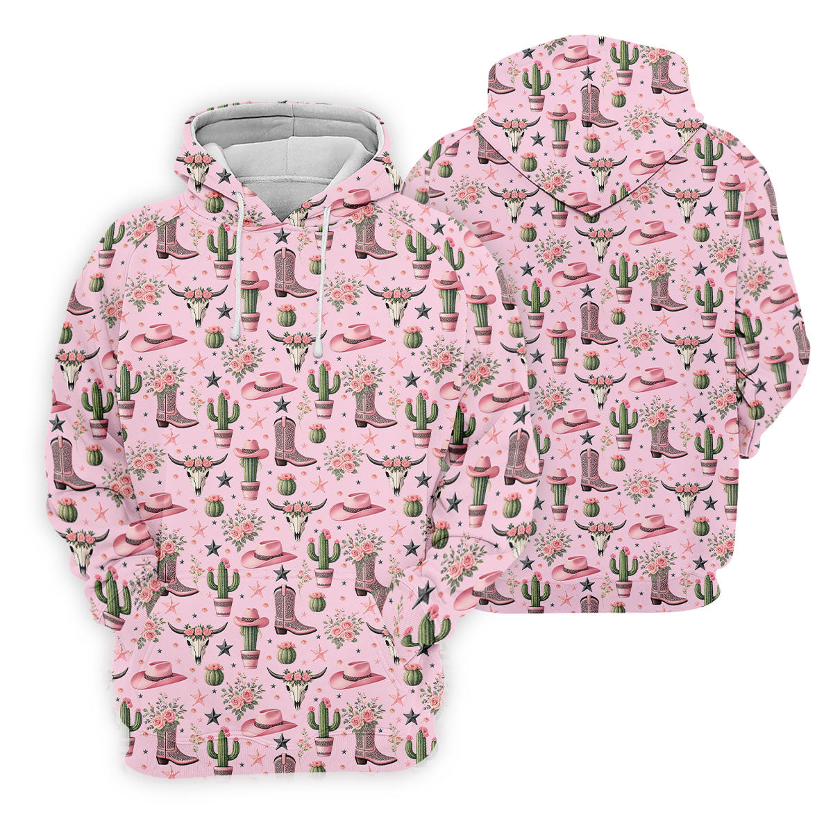 Pink Western Boots Roses Cactus Pattern Hawaiian Golf Shirt, Printed Golf Shirts, Mens Golf Apparel