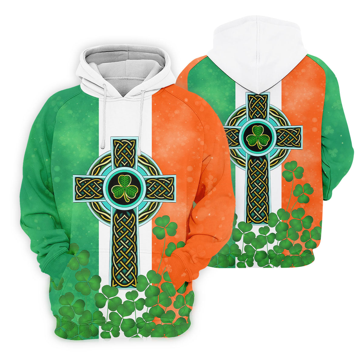 Celtic Cross Knotwork St Patrick's Day Shamrock Golf Shirt, Women's Golf Tops, Ladies Golf Shirts
