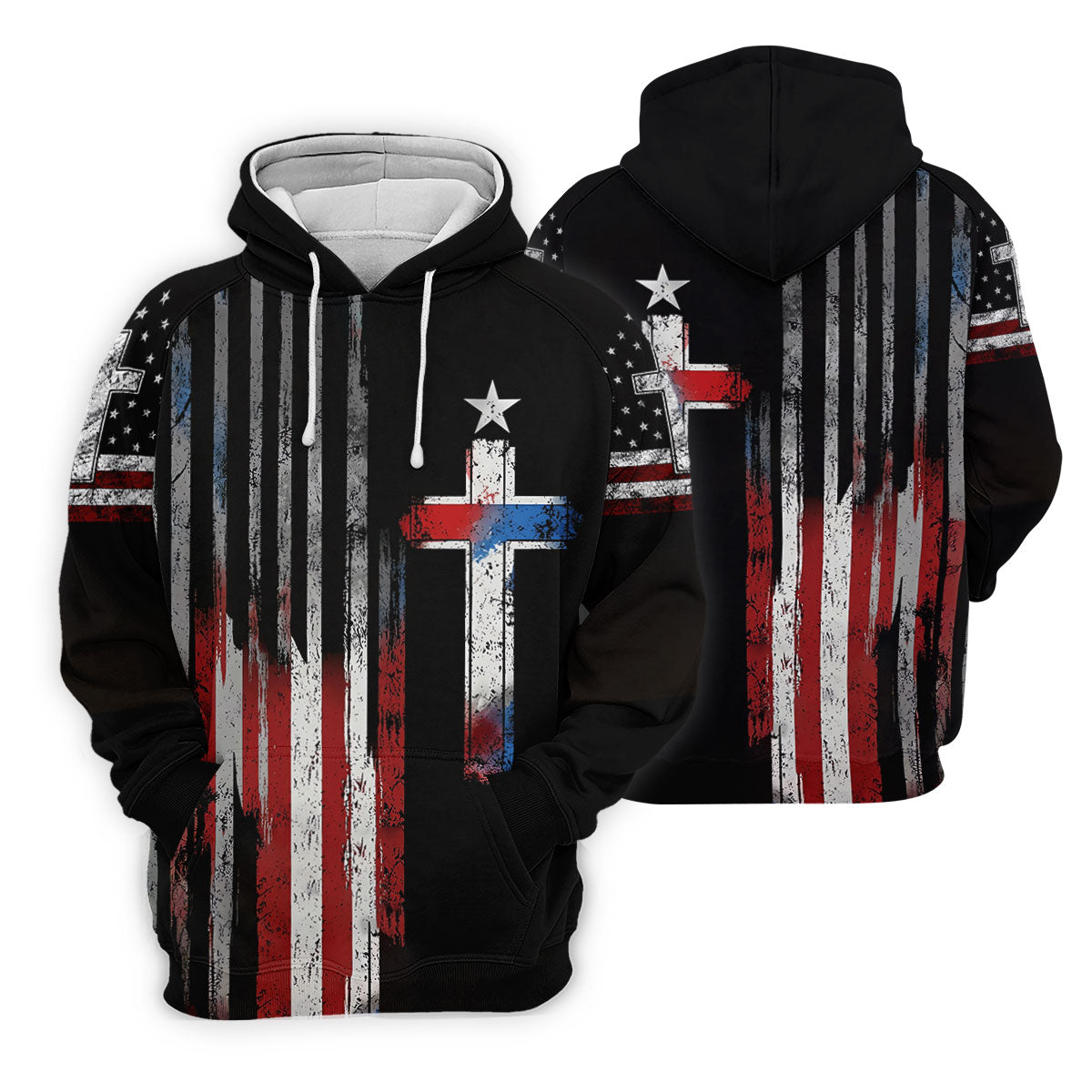 Faith Cross US Flag Golf Shirt, 250 Years Retro Golf Shirt, Patriotic 4th Of July Polo Shirts For Men