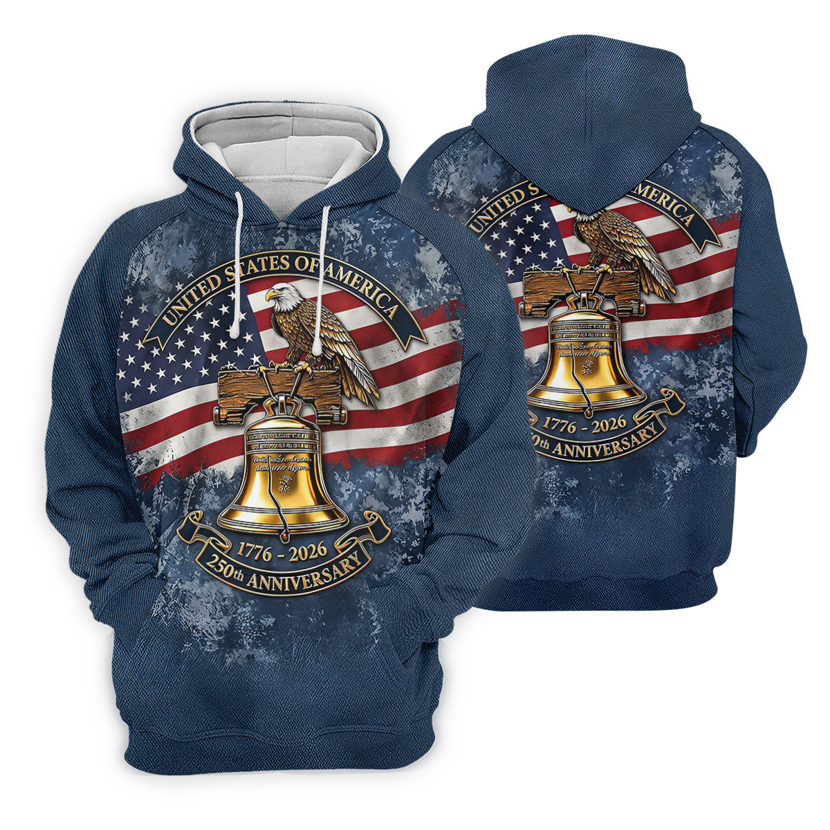 Patriotic Bald Eagle Liberty Bell Distressed Golf Shirt, 250 Years 4th Of July Golf Shirt For Women