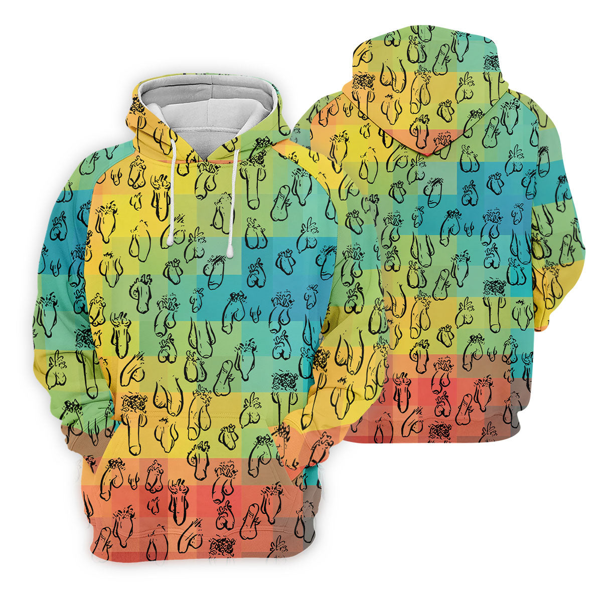 Funny Penis Doodle Color Block Golf Polo Shirt, Men's Golf Polo, Printed Golf Shirts