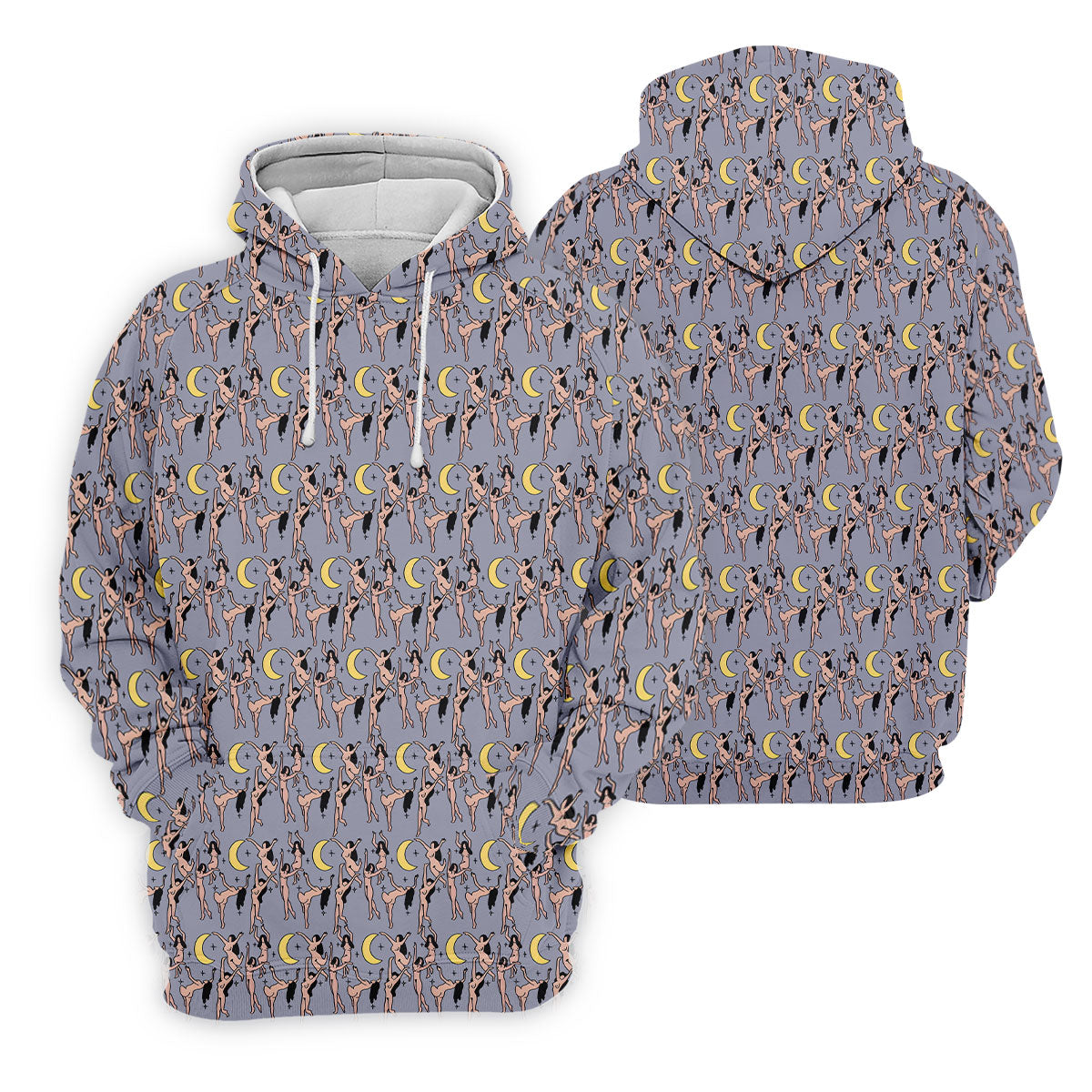 Dancing Figures Moon And Stars Pattern Polo Shirt, Mens Golf Shirts, Golf Apparel For Men